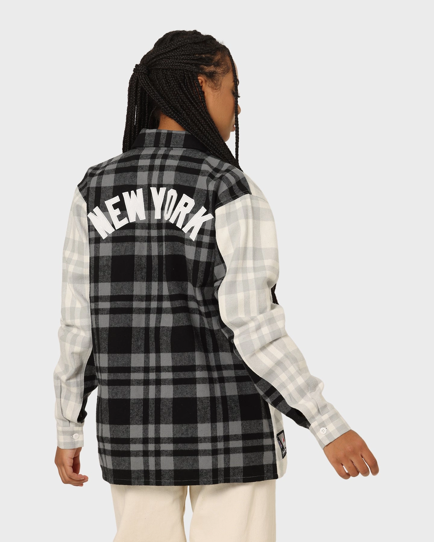Compact Packable Majestic Athletic Women's New York Yankees Split Check Shacket Optic White