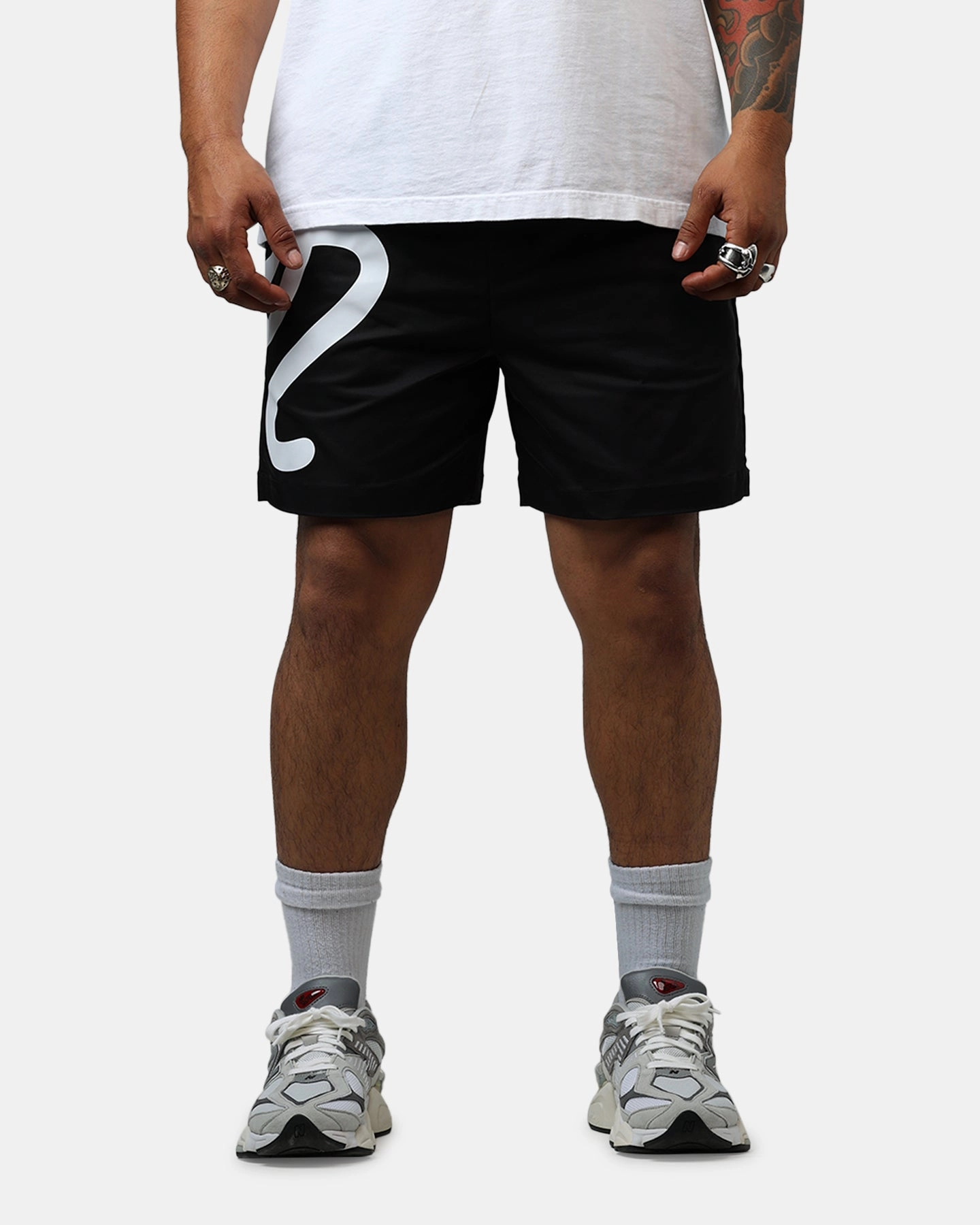 Malbon Menton Nylon Shorts Black Multi Panel Cut Breezy Comfort