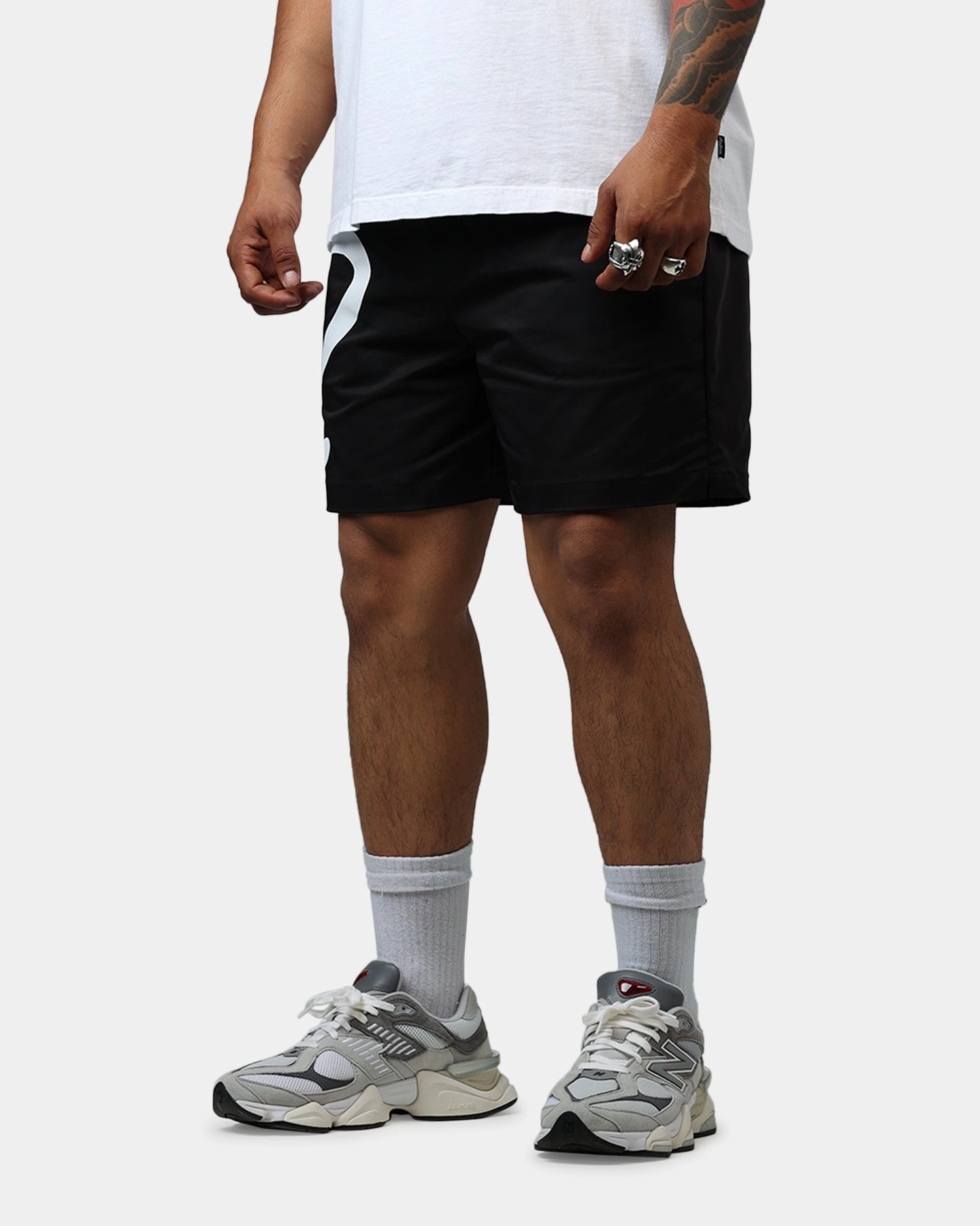 Malbon Menton Nylon Shorts Black Rough texture