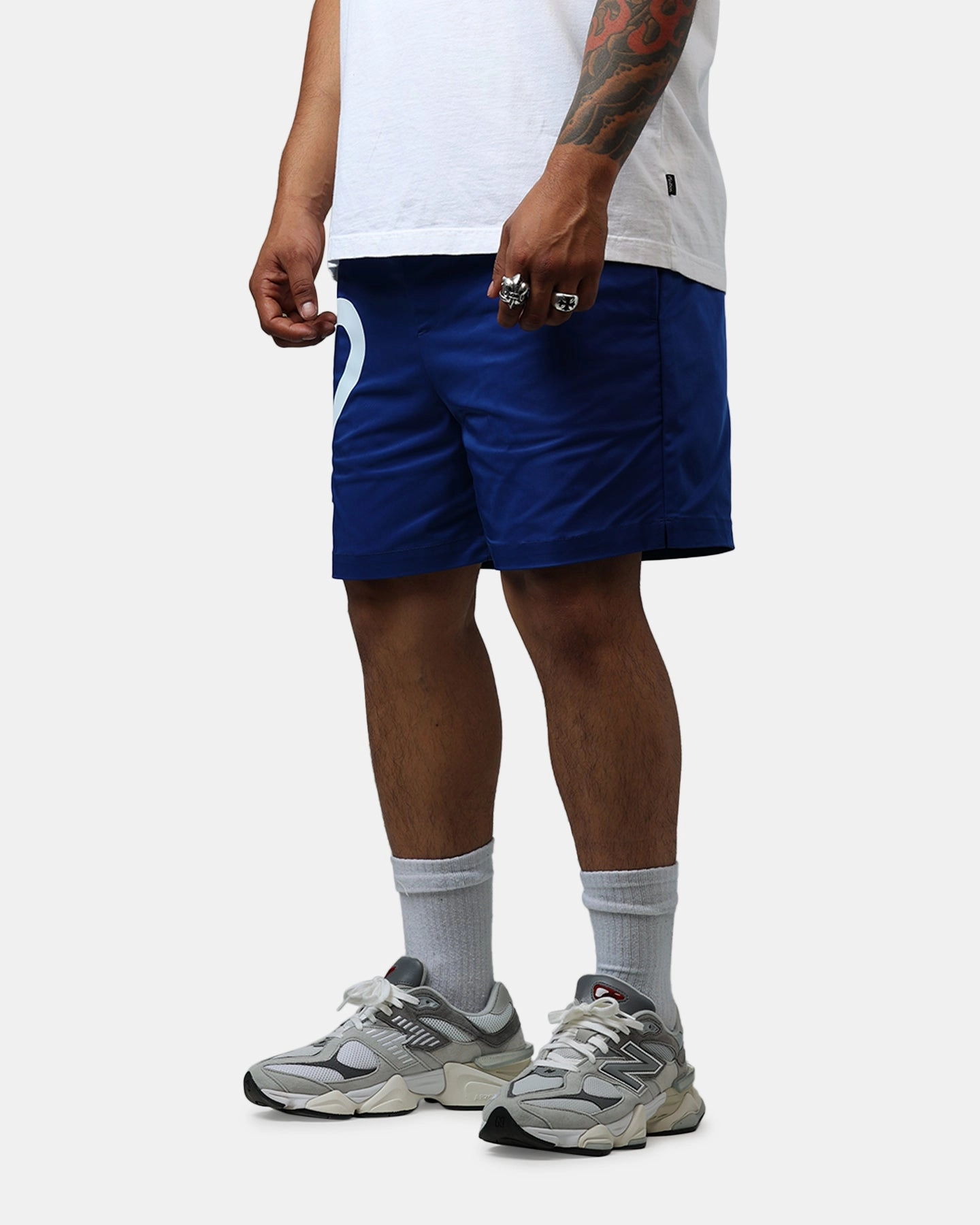 Reinforced Seams Malbon Menton Nylon Shorts Blue