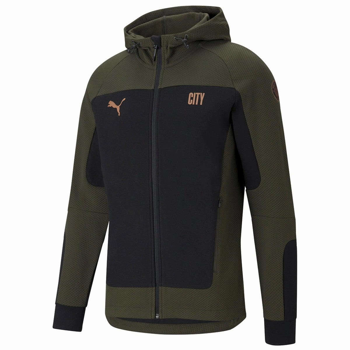 Button Closure RFID Manchester City Evostripe hooded presentation tracksuit 2021 green - Puma