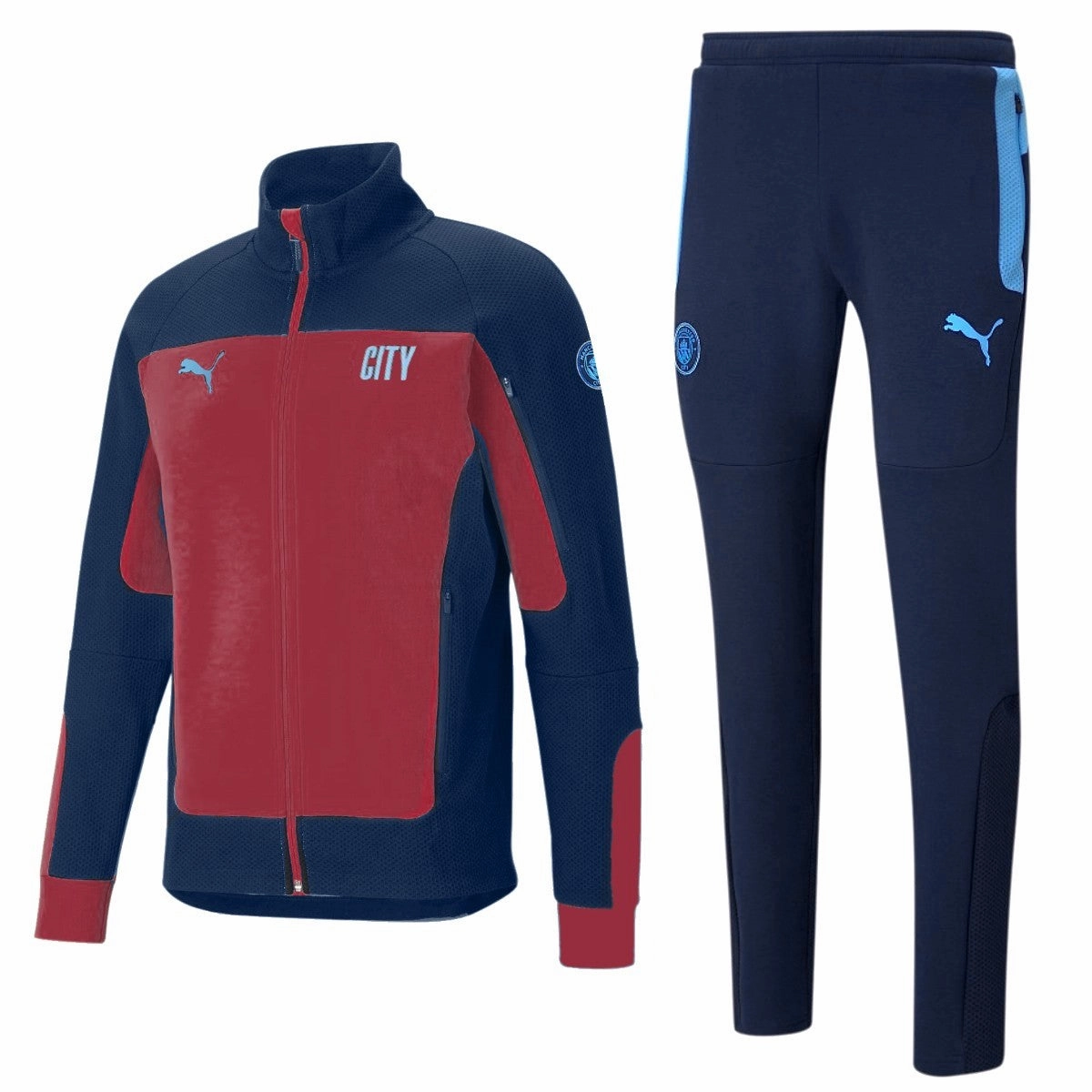 Manchester City Evostripe presentation tracksuit 2021 red - Puma Reactive Motion Capture Tech Soap
