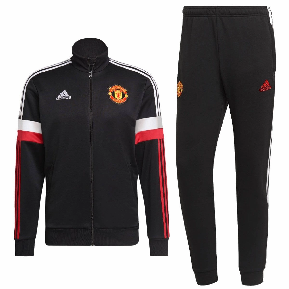 Endurance Apparel Stylish Outfit Manchester United Casual 3S black presentation tracksuit 2021/22 - Adidas