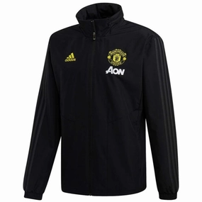 Manchester United soccer black training rain jacket 2019/20 - Adidas MultiPocket Configuration trim venue