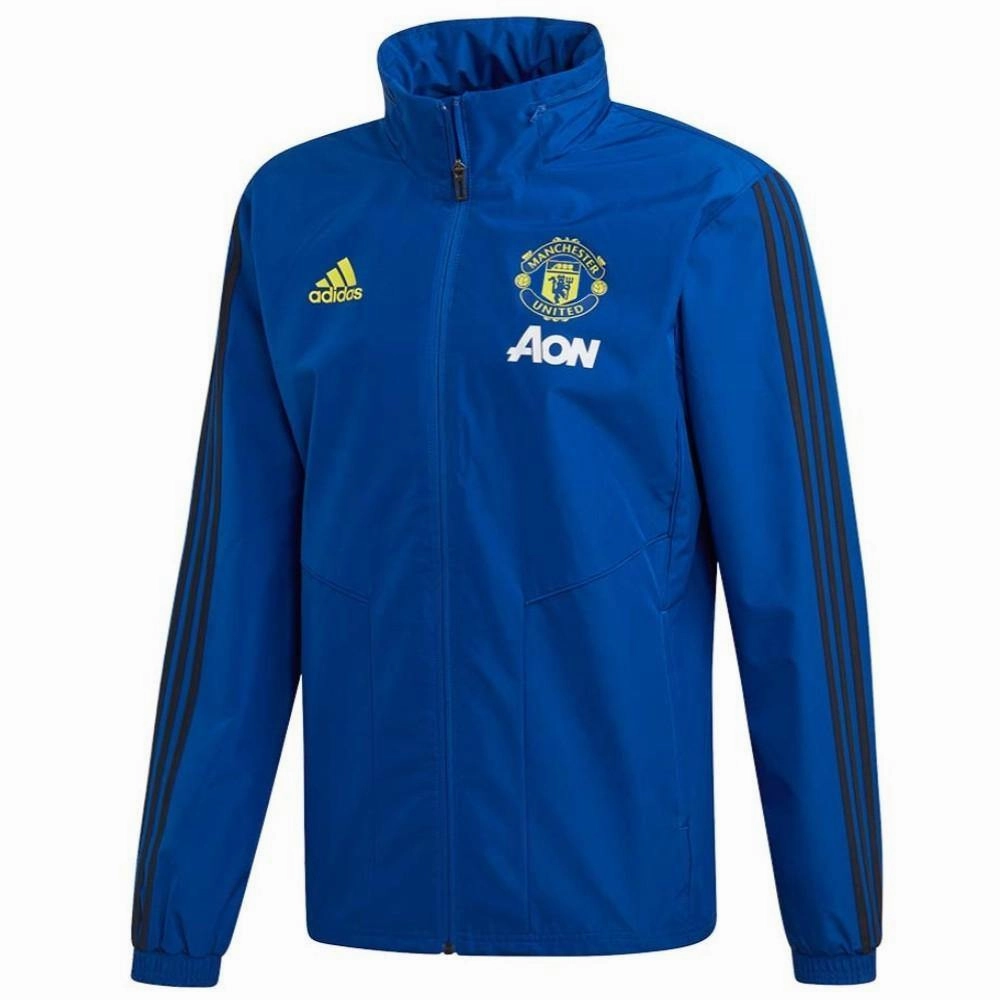 Outdoor Movement AllDayComfortTech Manchester United soccer blue training rain jacket 2019/20 - Adidas