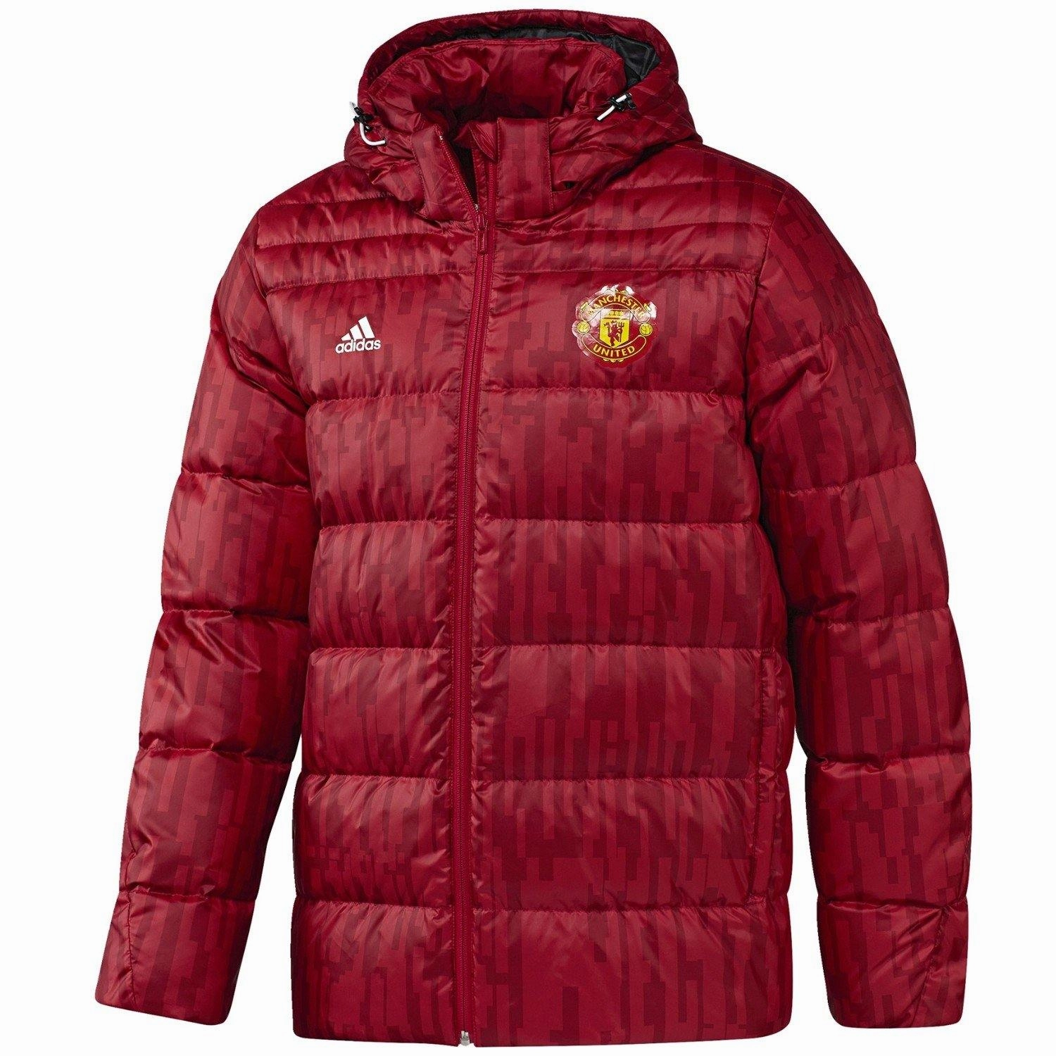 expression venue Manchester United soccer red training bench padded jacket 2017/18 - Adidas