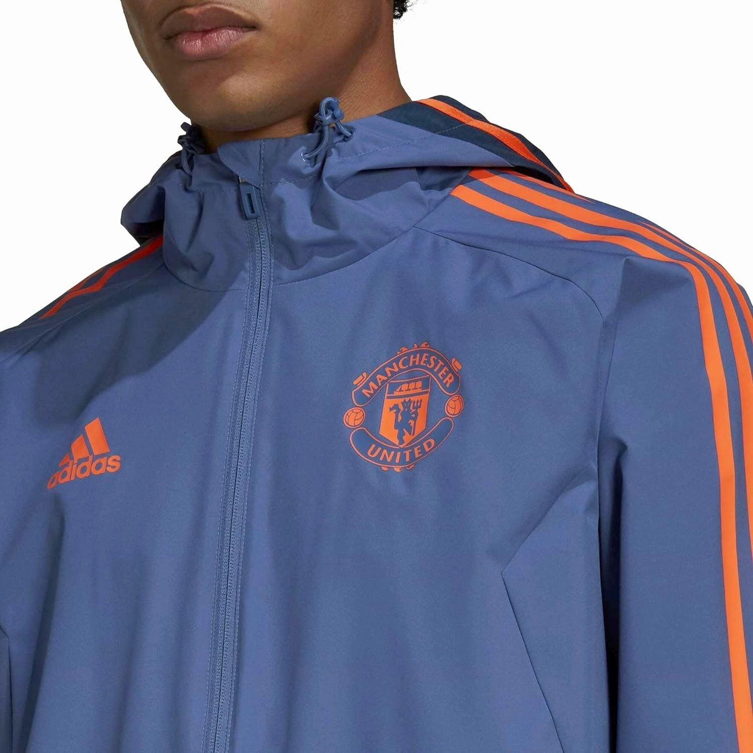 Manchester United soccer training rain jacket 2022/23 blue - Adidas mood venue