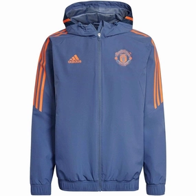 Manchester United soccer training rain jacket 2022/23 blue - Adidas Durable Gear