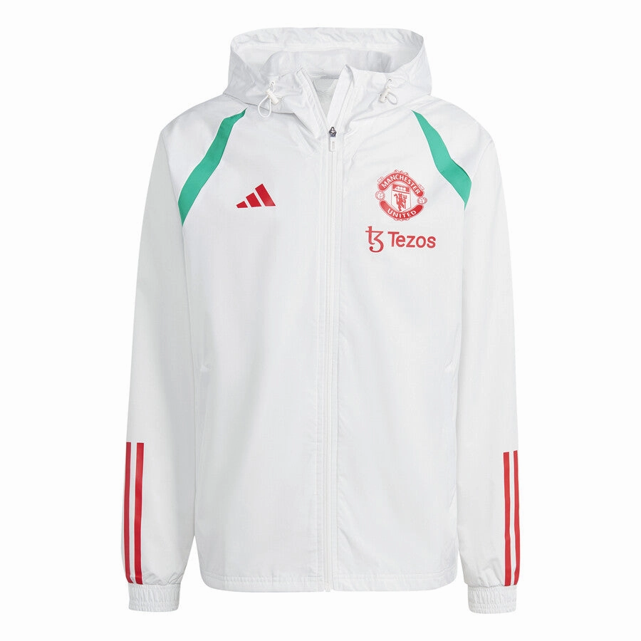 Manchester United soccer training rain jacket 2023/24 white - Adidas NonChafingSeams