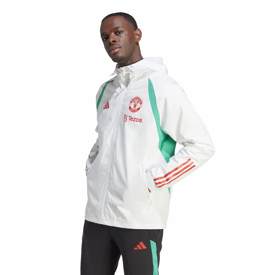 Endurance Activewear Manchester United soccer training rain jacket 2023/24 white - Adidas