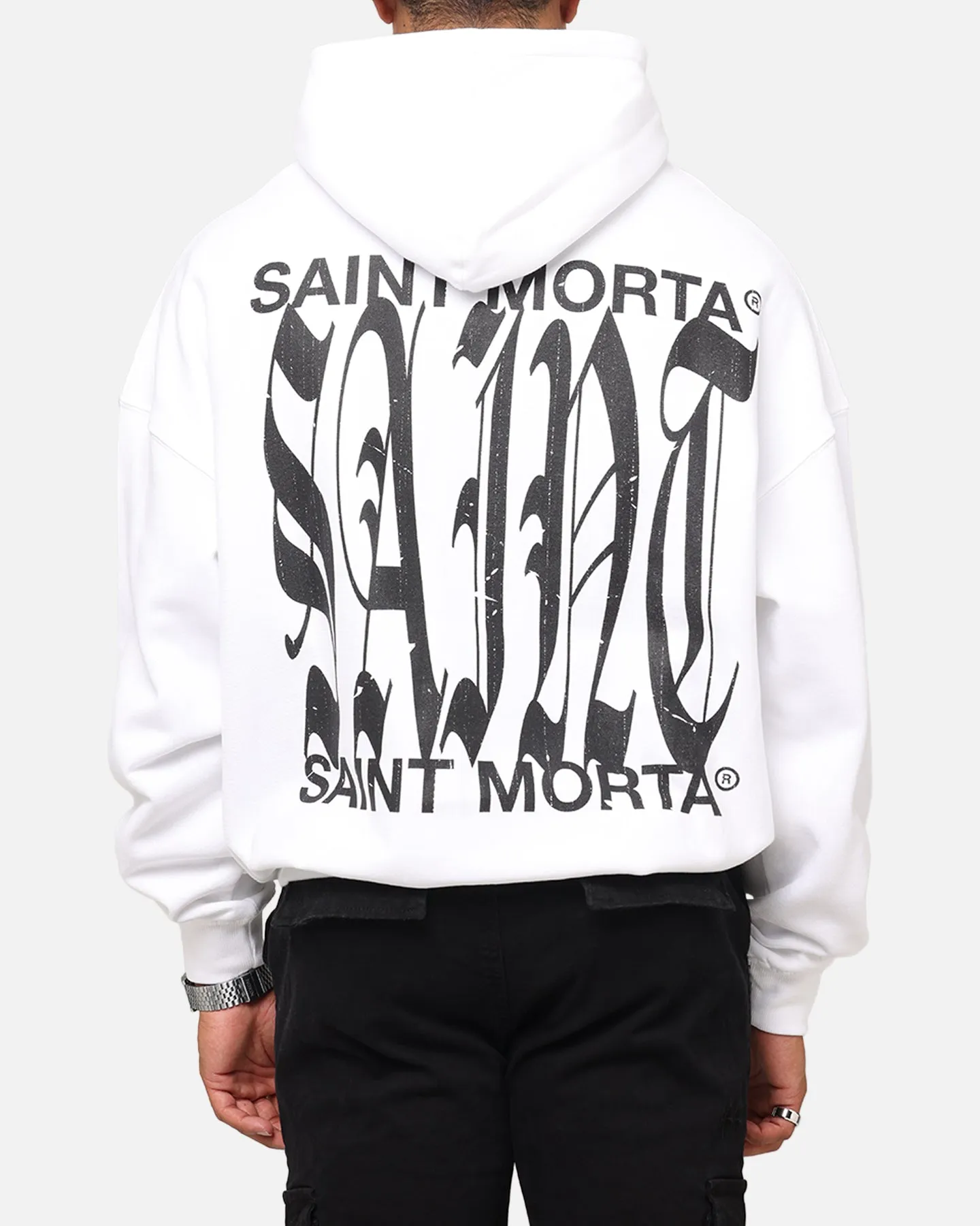 Adjustable Hood Saint Morta Ye Old Boxy Hoodie White