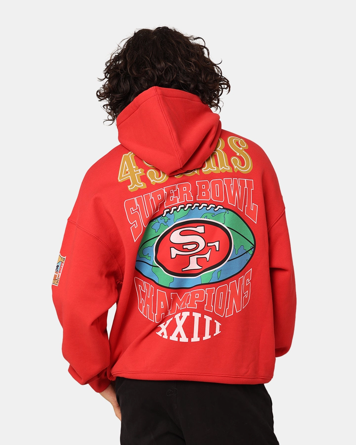 Mitchell & Ness San Francisco 49ers Super Bowl World Hoodie Faded Red Receipt Weather Resistant Coating