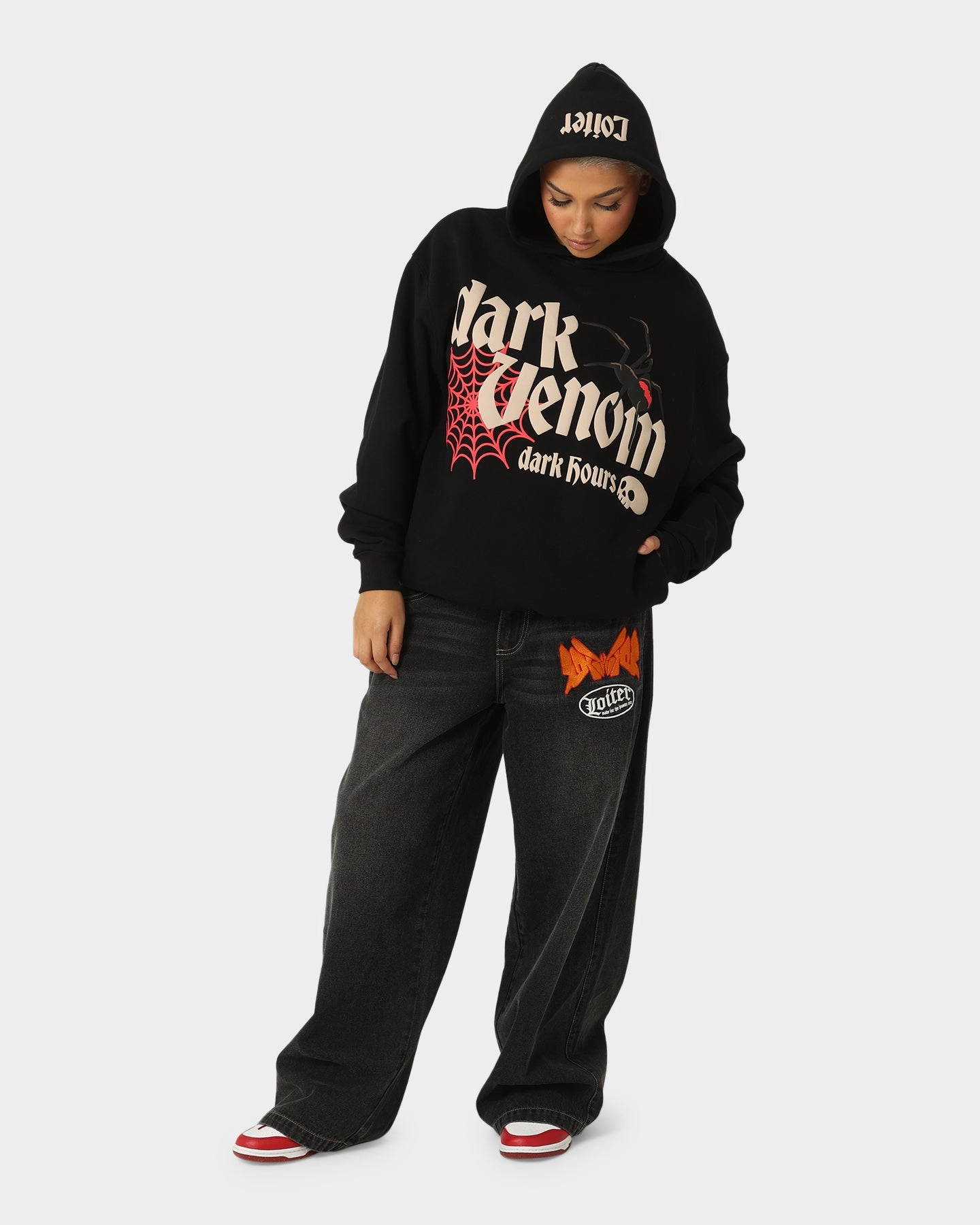 Loiter Dark Hours Hoodie Off Black Eco Friendly Textile