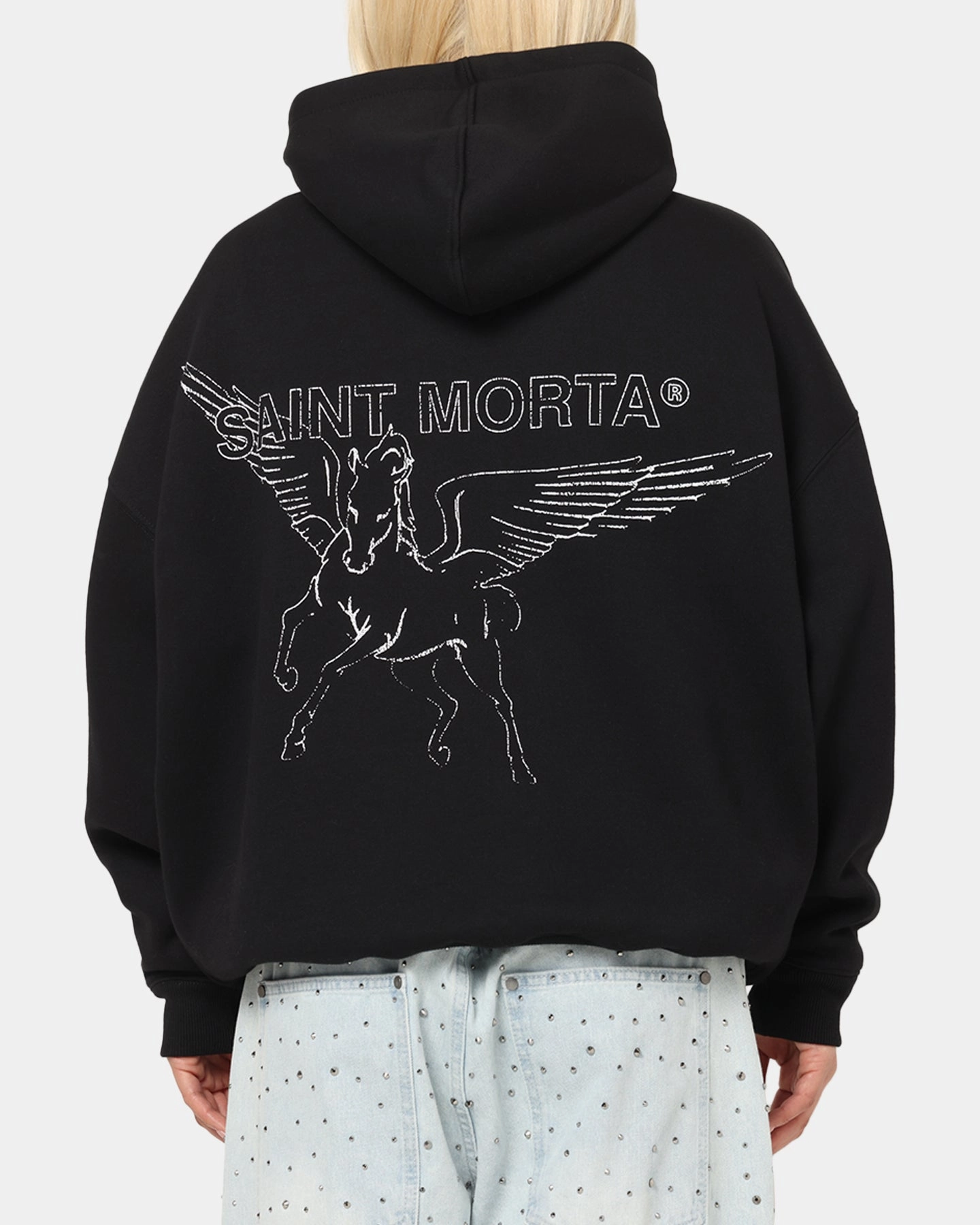 Saint Morta Liberty Boxy Hoodie Black Pullover Style