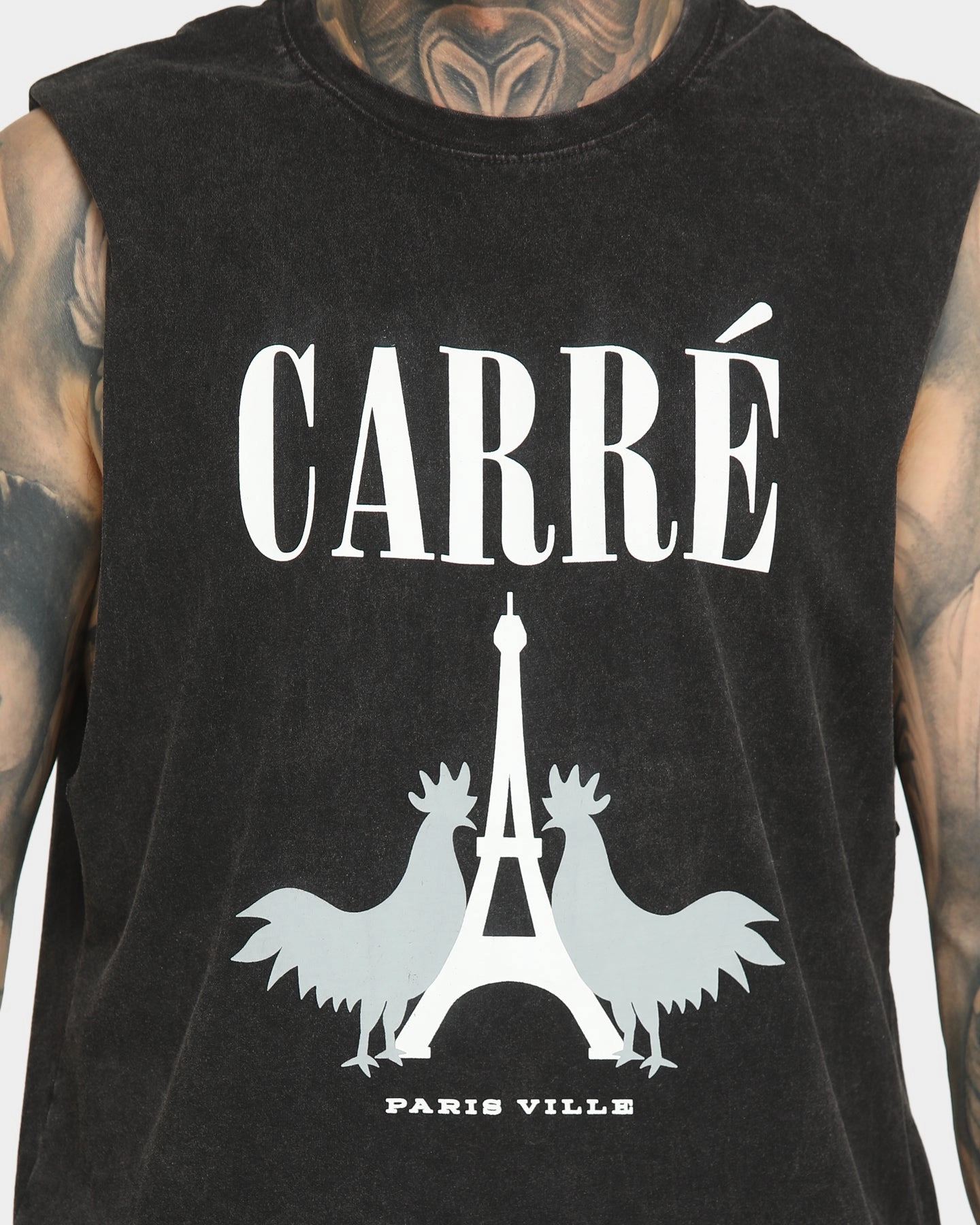 Carr?? Le Coq Classique Muscle T-Shirt Washed Black Reinforced Collar quick-drying