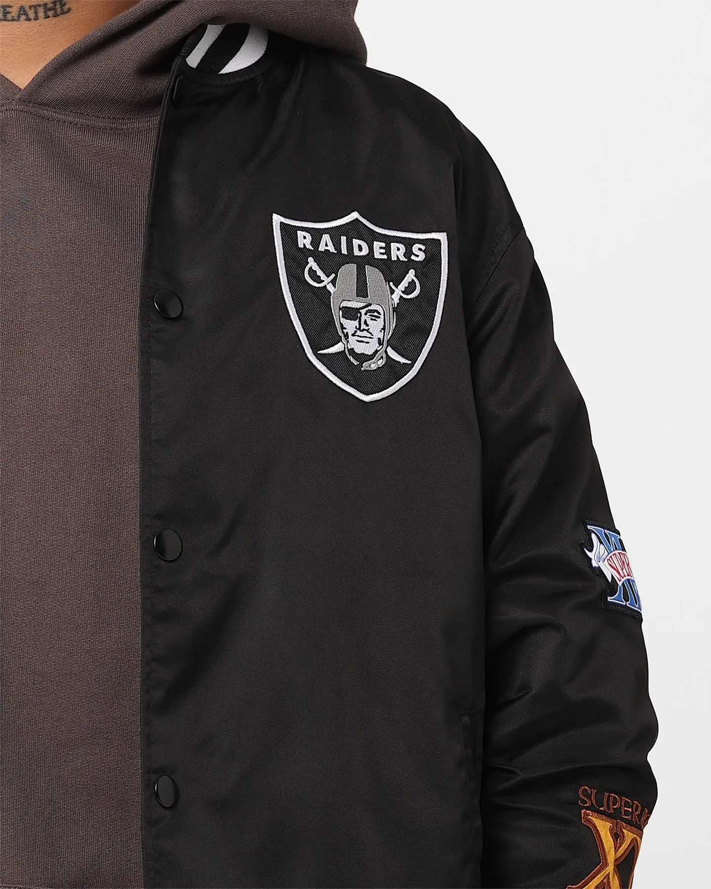 New Era Las Vegas Raiders Nylon Varsity Jacket Black Travel Ease