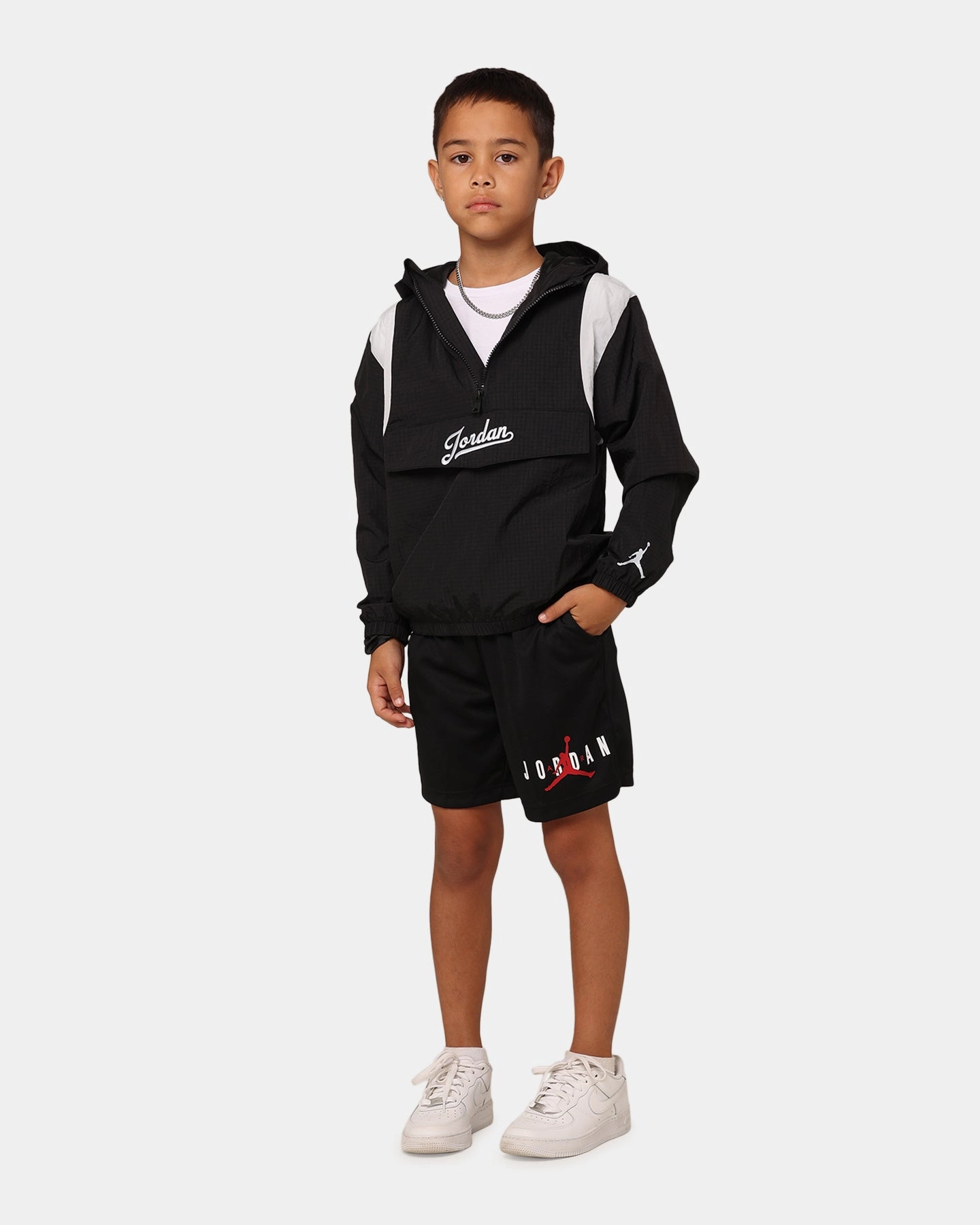 Jordan Kids' MJ Flight MVP Harbour Jacket Black Romance NoiseReduced Closure System