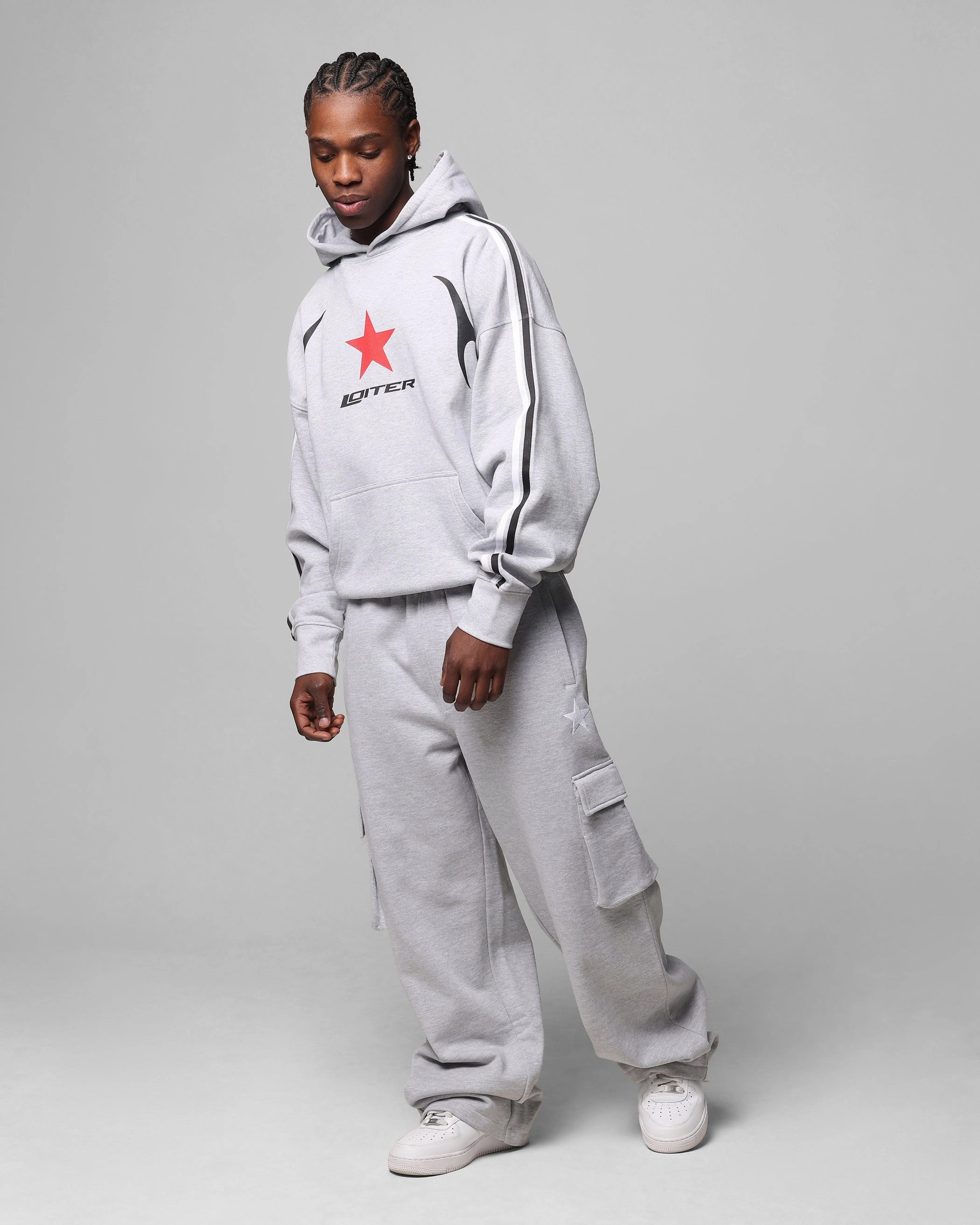 Pin Passport Loiter Trackstar Hoodie Grey Marle