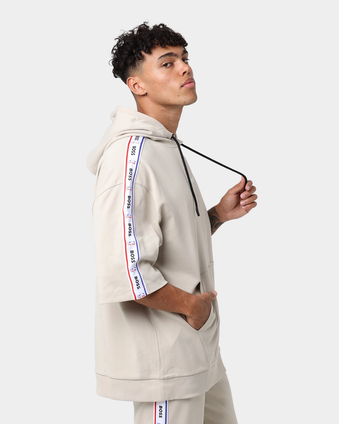 Hugo Boss Hugo Boss X NBA Modern Short Sleeve Hoodie Light Beige Flex Mobility System