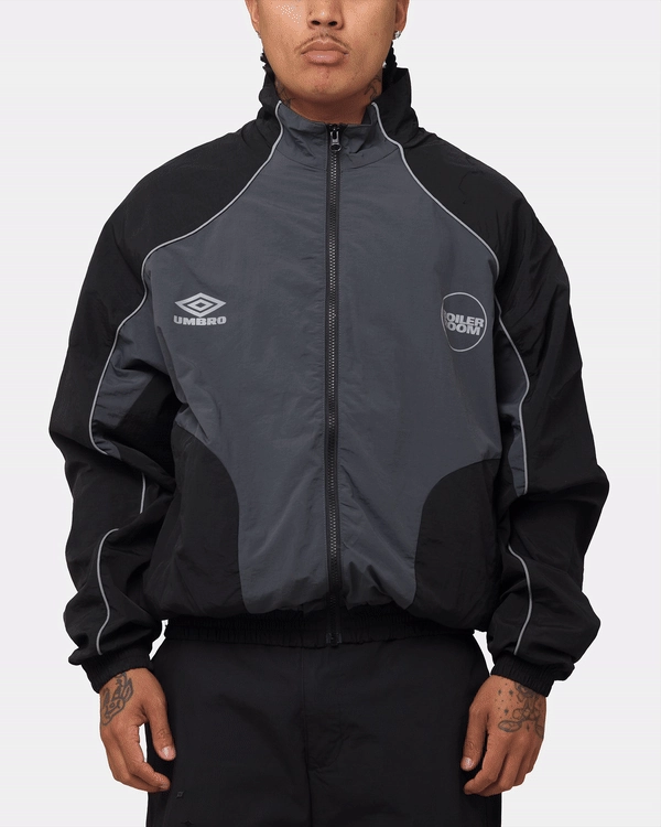Boiler Room X Umbro Shell Jacket Black Noise Reduced Fabric Lightweight Outerwear