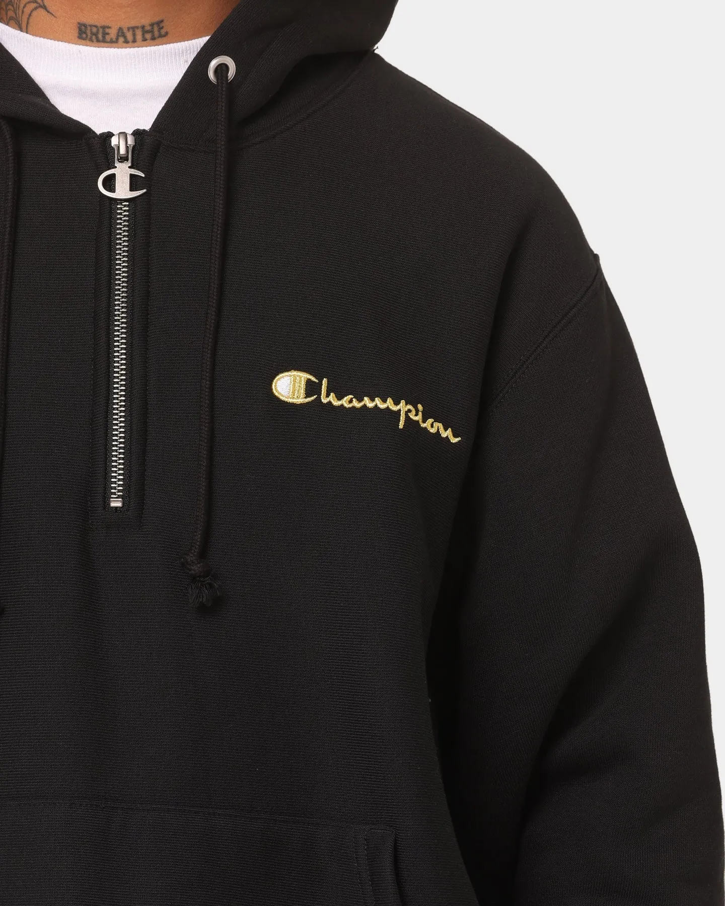Allure suitable for formal meetings Champion Reverse Weave Quarter Zip Hoodie Black/Gold