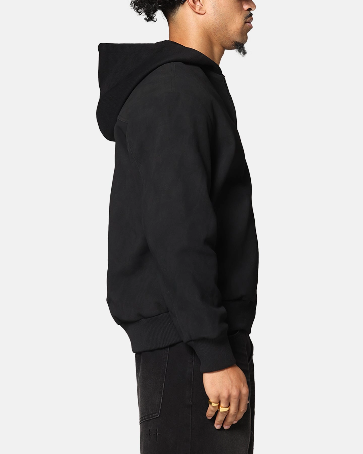 Saint Morta Gothic Hooded PU Bomber Jacket Black/Black suitable for individual sports Layered Comfort