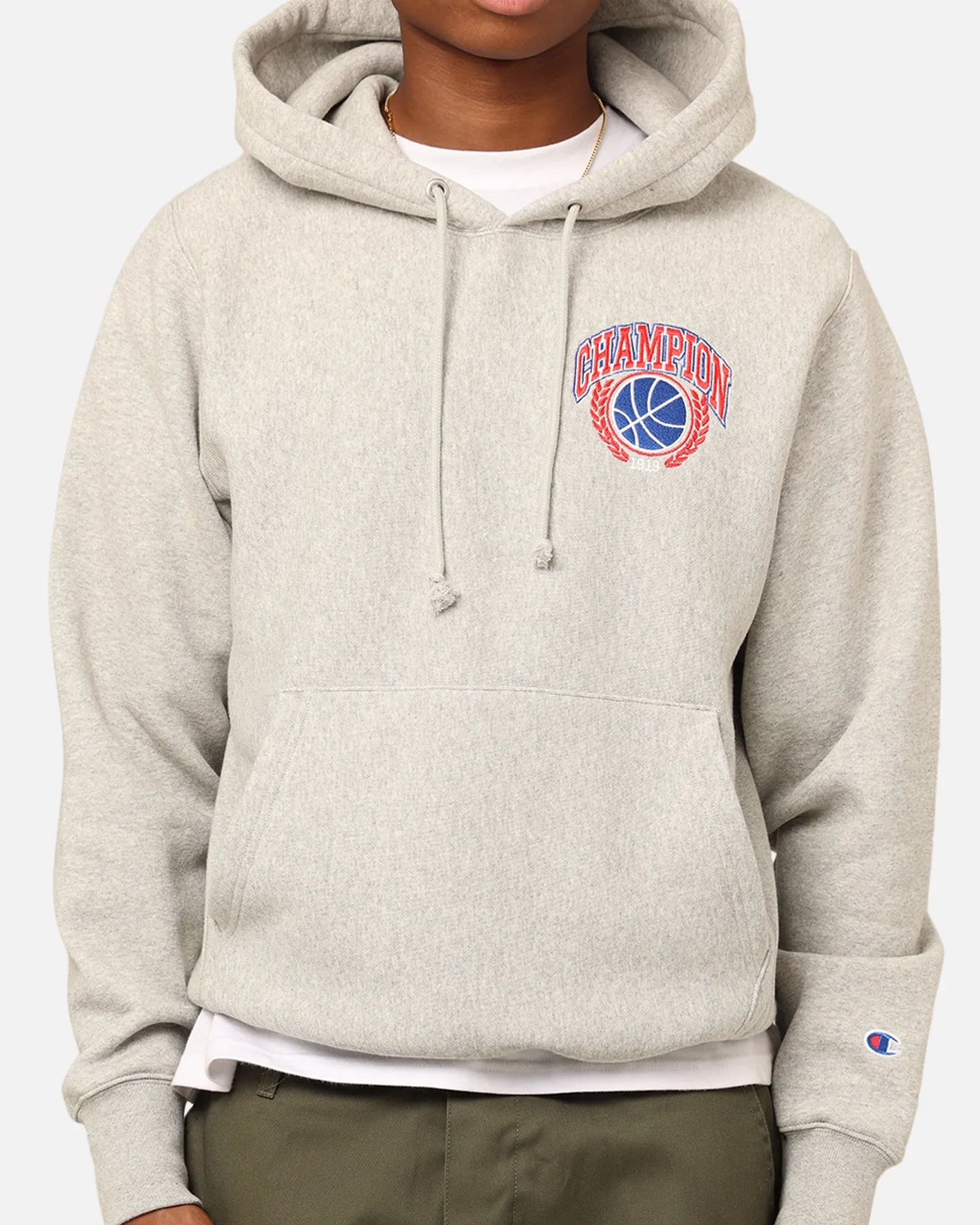 Champion Reverse Weave Field Basketball Hoodie Oxford Heather Compression Panels
