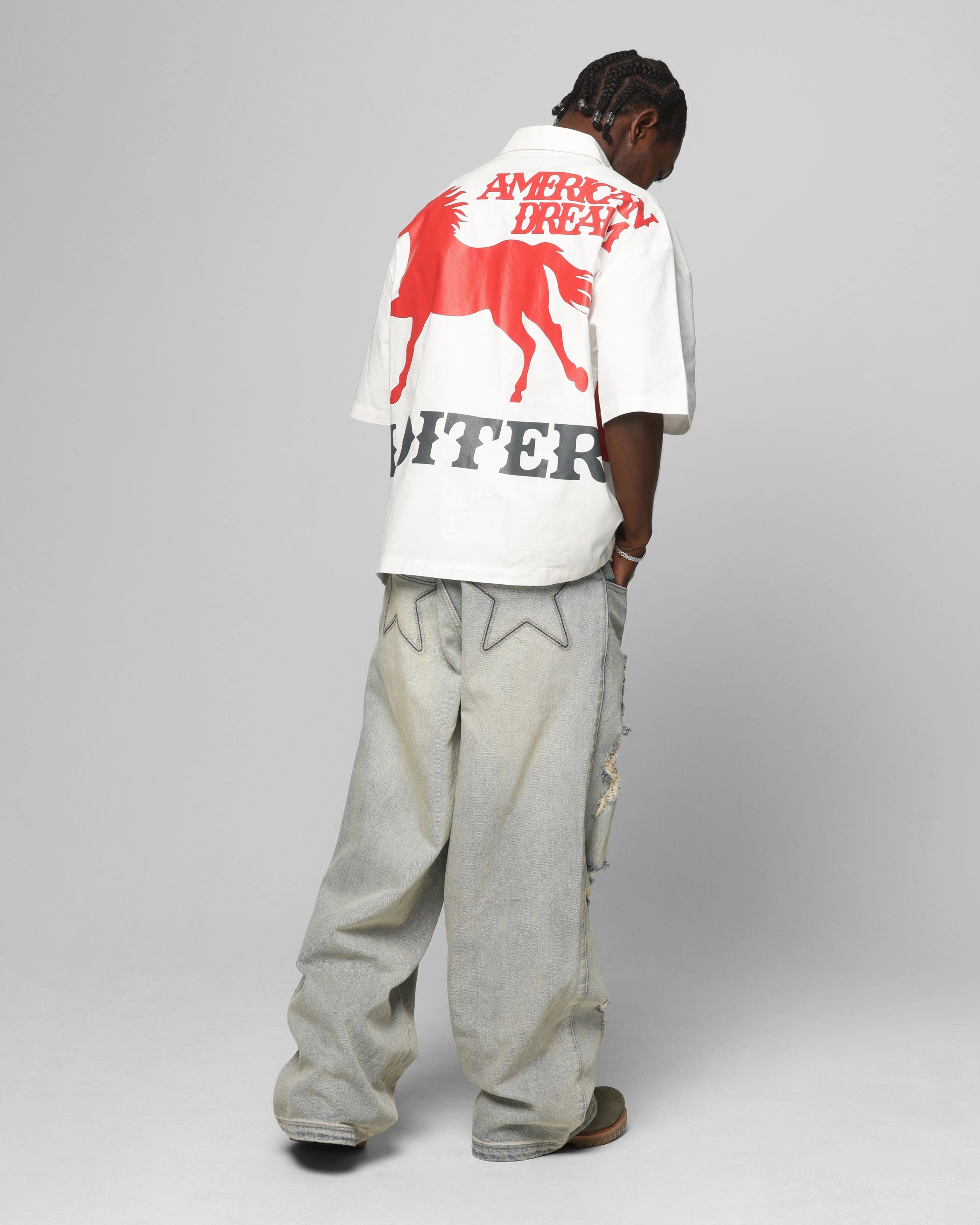 Coffee Run Loiter Rodeo Zip Up Shirt Off White