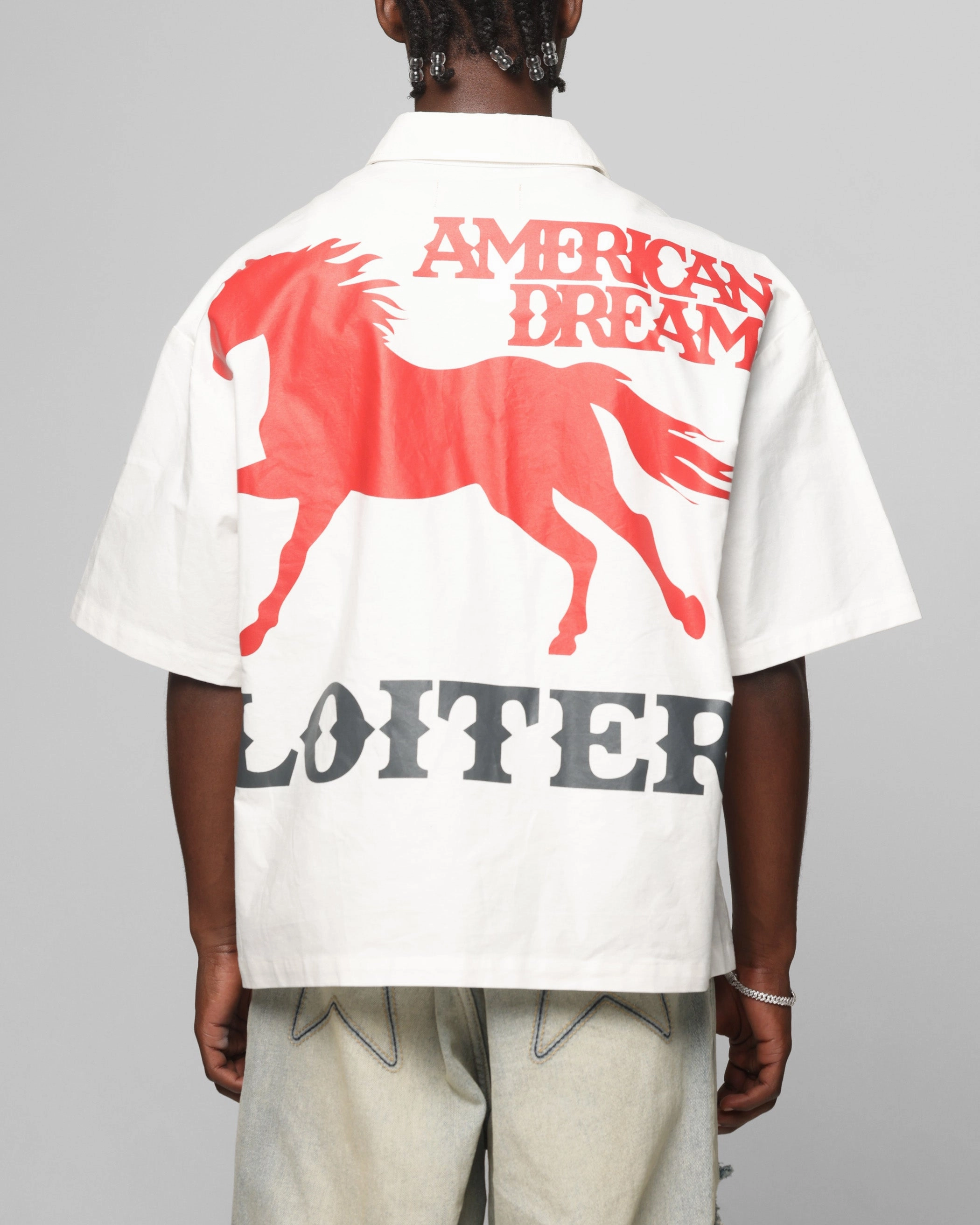 Loiter Rodeo Zip Up Shirt Off White Hidden Placket