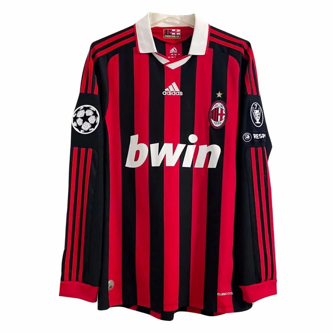 2009/10 AC Milan Home Jersey Long Sleeve Mesh Paneling