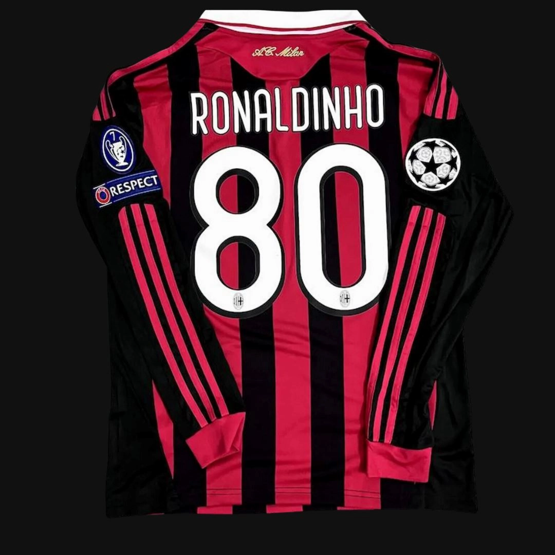 Hybrid Ply Construction Machine Washable Durability 2009/10 AC Milan Home Jersey Long Sleeve