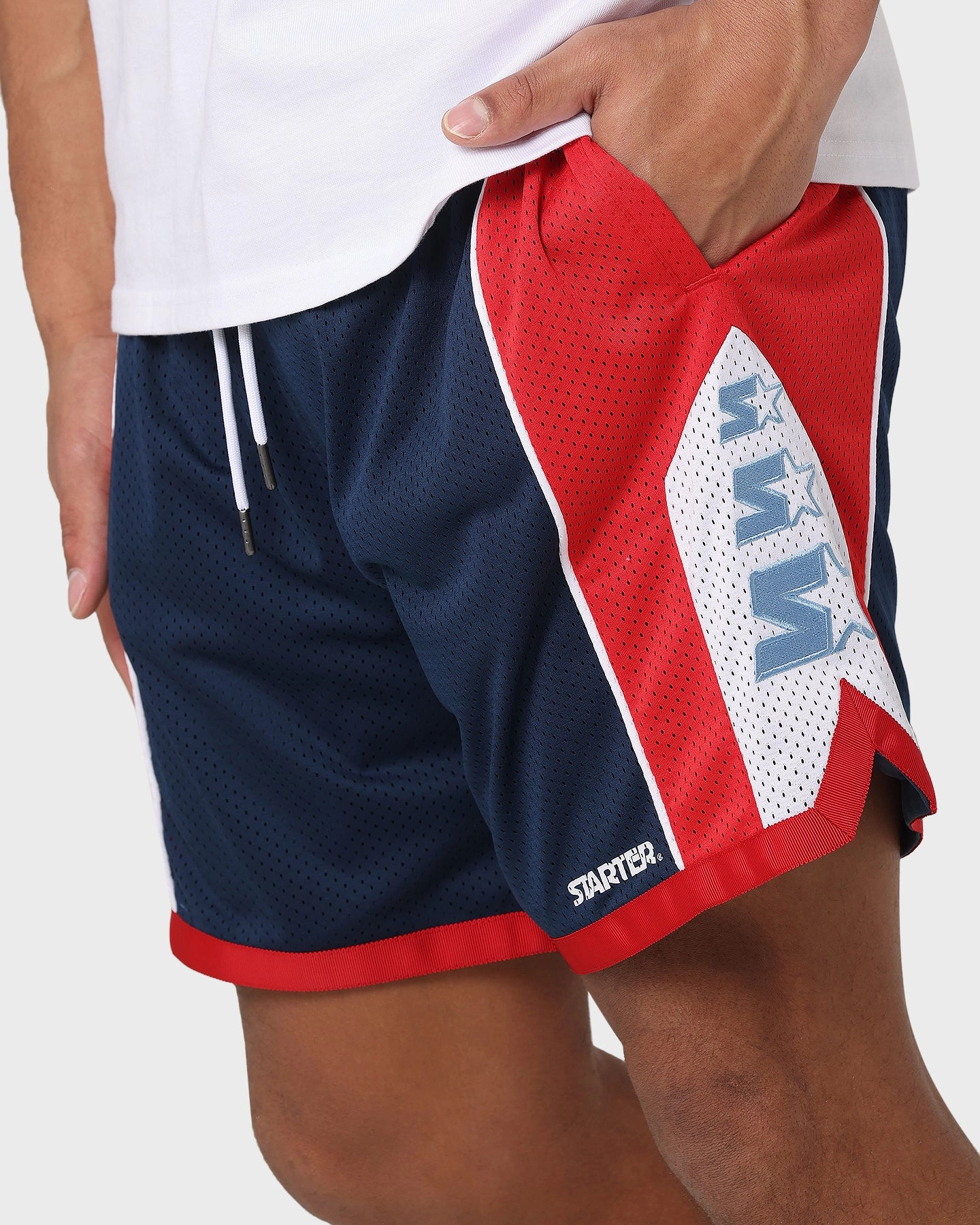 Breathable Mesh Panels QuickAccessPockets Starter Downtown Basketball Shorts Navy