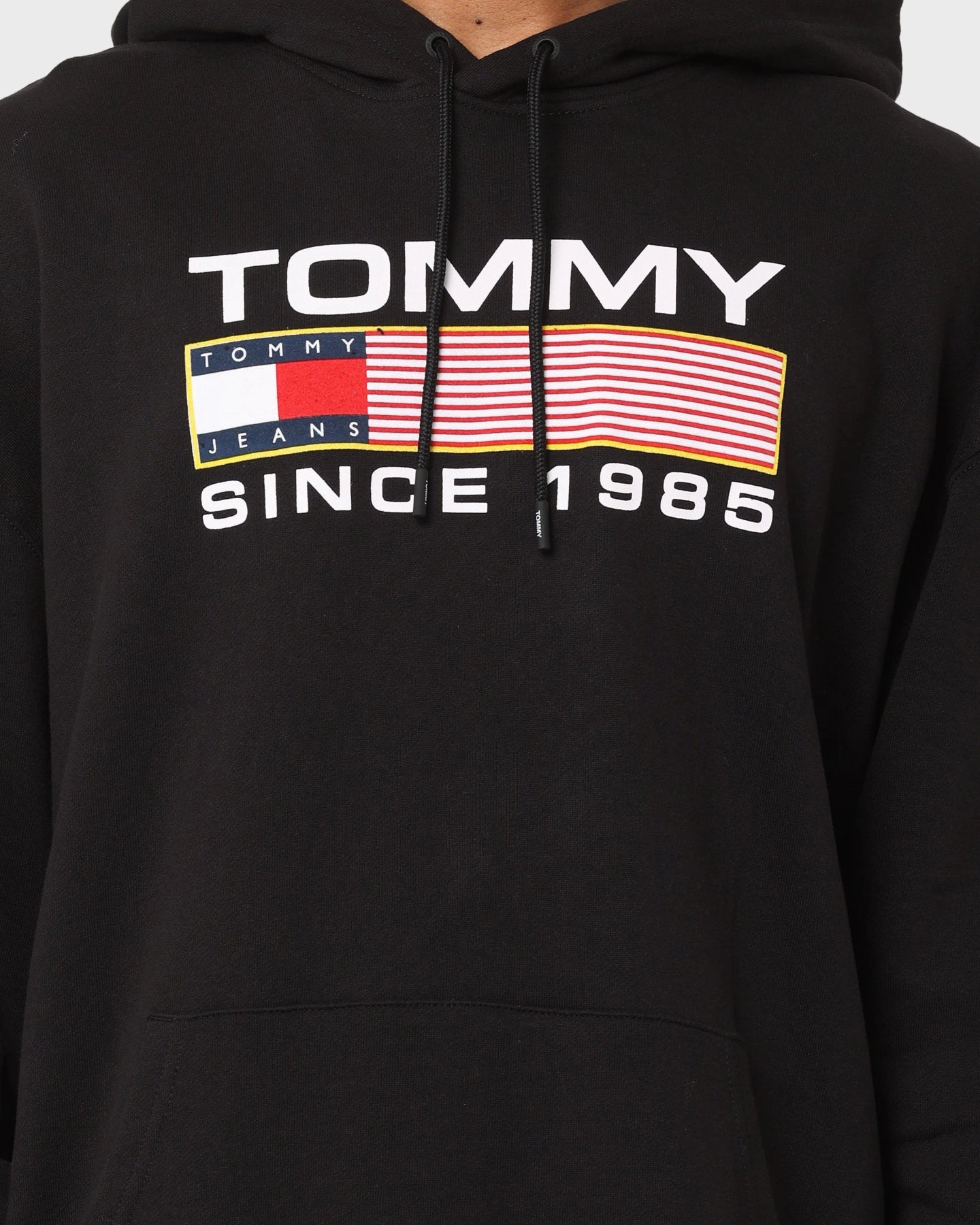 Tommy Jeans TJM Regular Athletic Logo Hoodie Black YKK Zipper Hardware