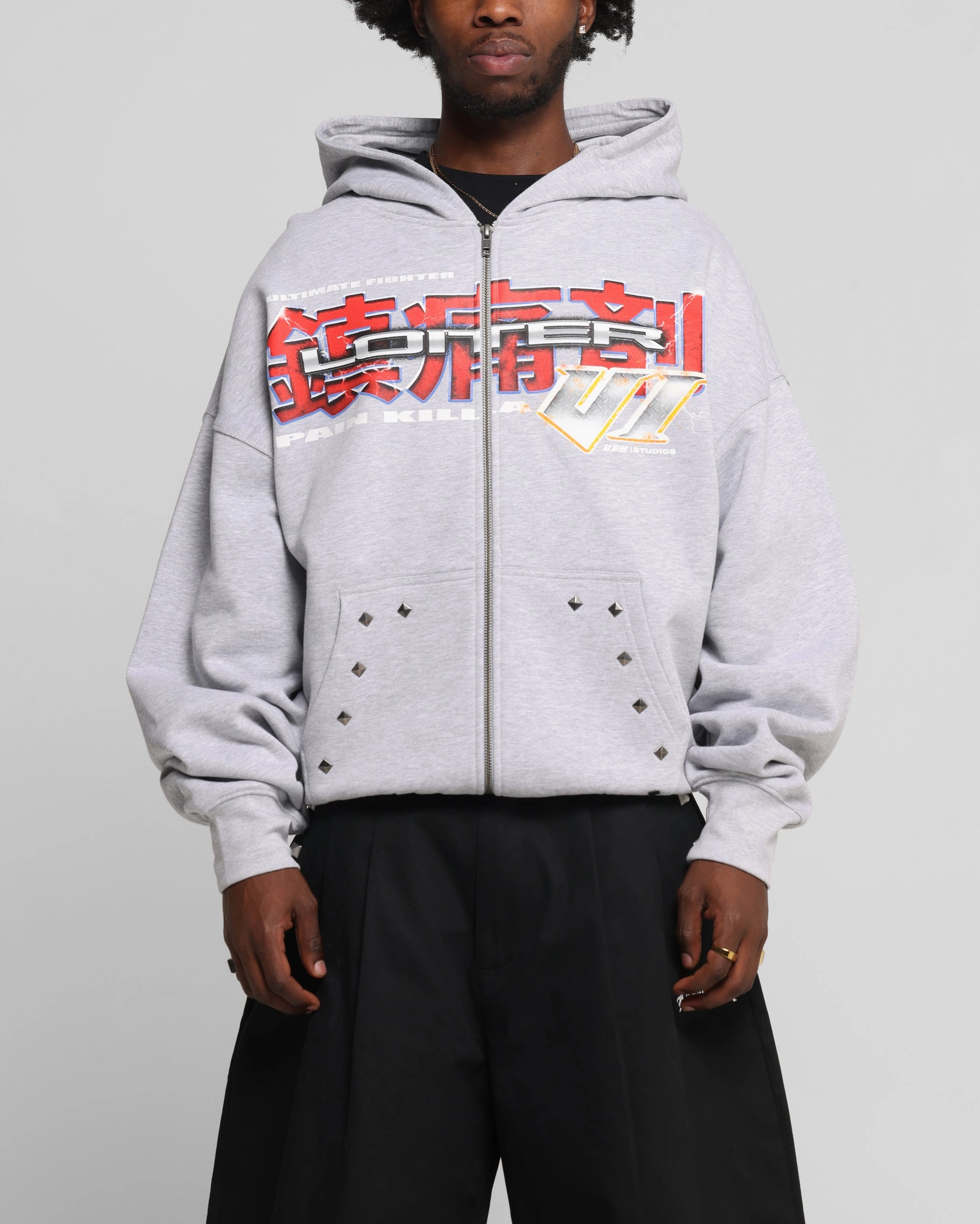 Loiter Fighter Zip Hoodie Grey Outdoor Energy