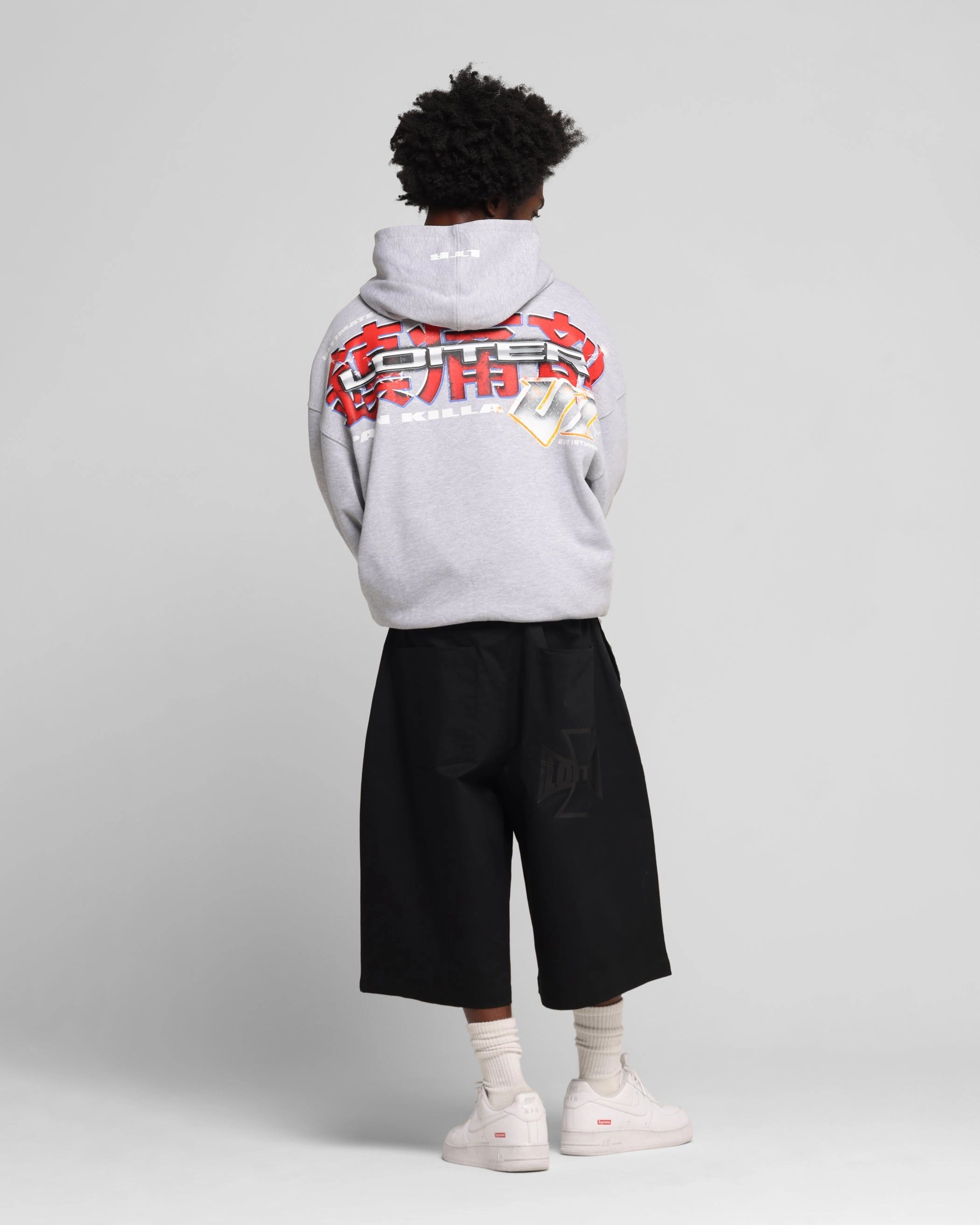 Loiter Fighter Zip Hoodie Grey colorful Lightweight Construction