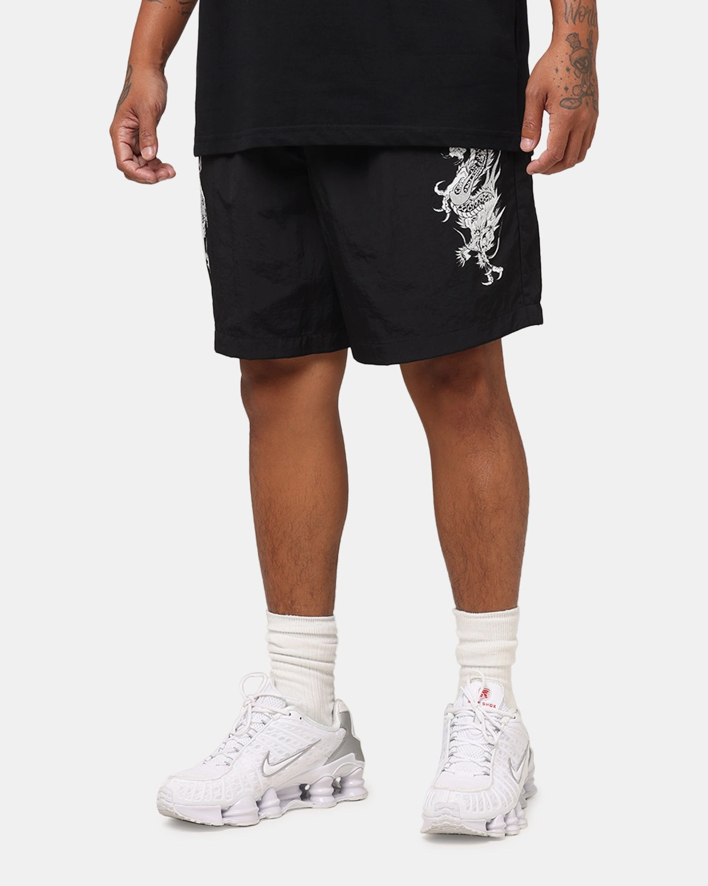 Ed Hardy Tribal Dragon Shorts Black Sporty Casual