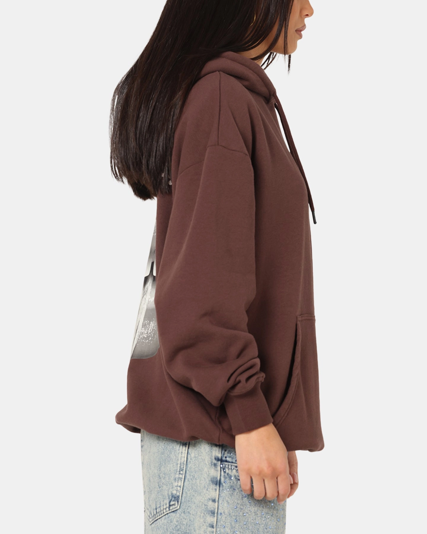 Playboy Gothic Mono Lips Hoodie Washed Brown Fresh Vibe