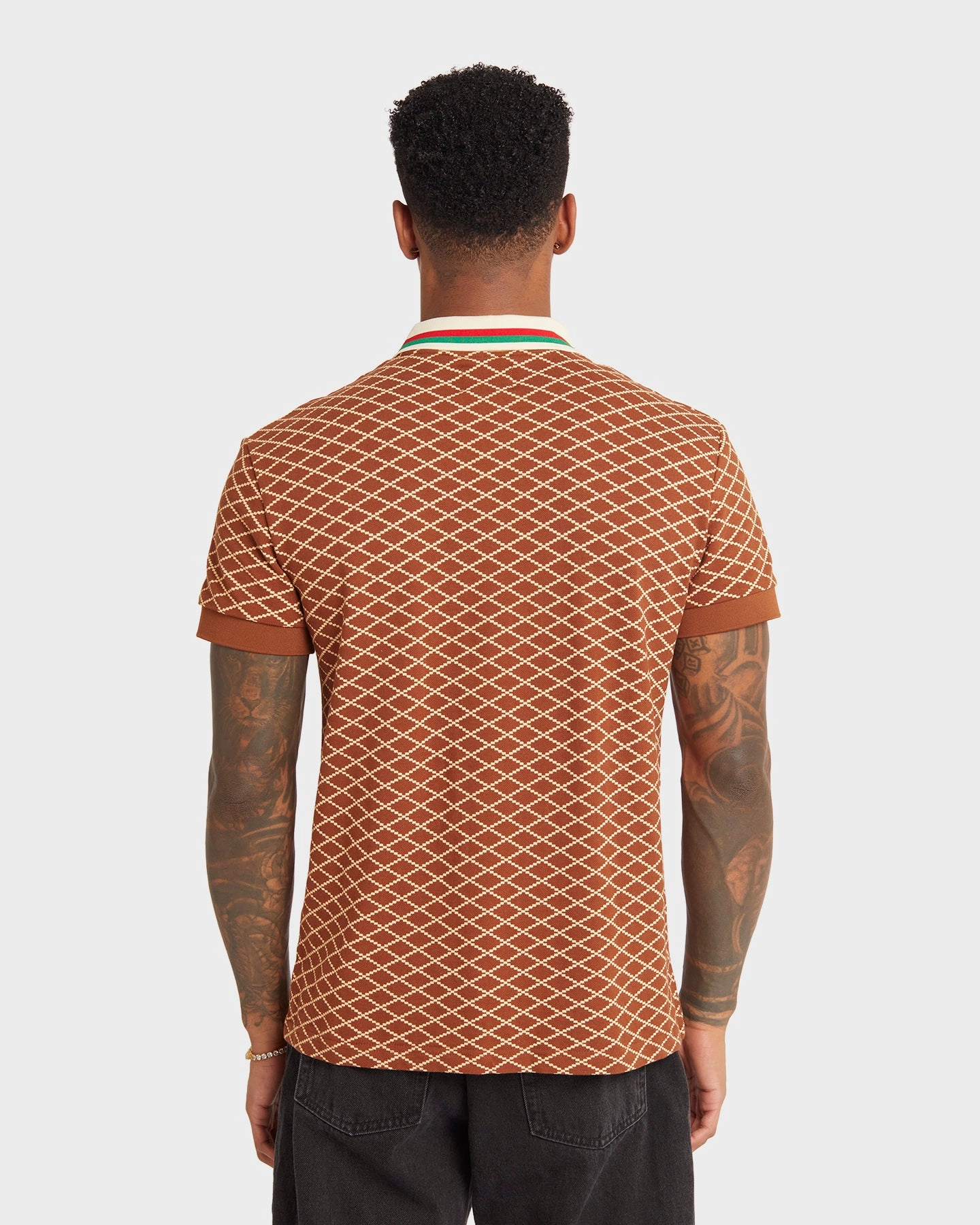 XXIII Printed Polo Brown UVBlocking Fabric Tech Team Uniform