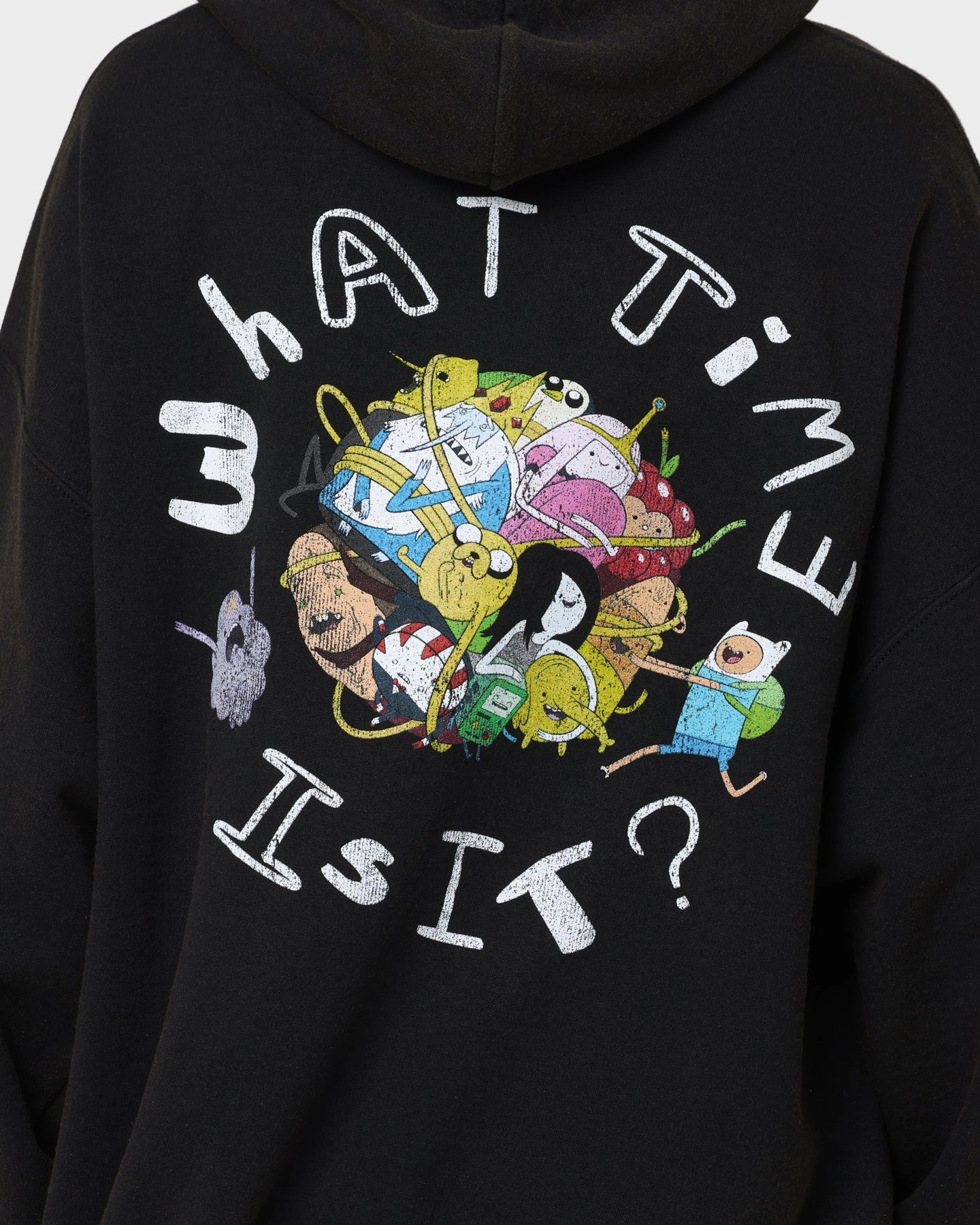 sequined details American Thrift X Adventure Time What Time Is It Vintage Hoodie Black Wash