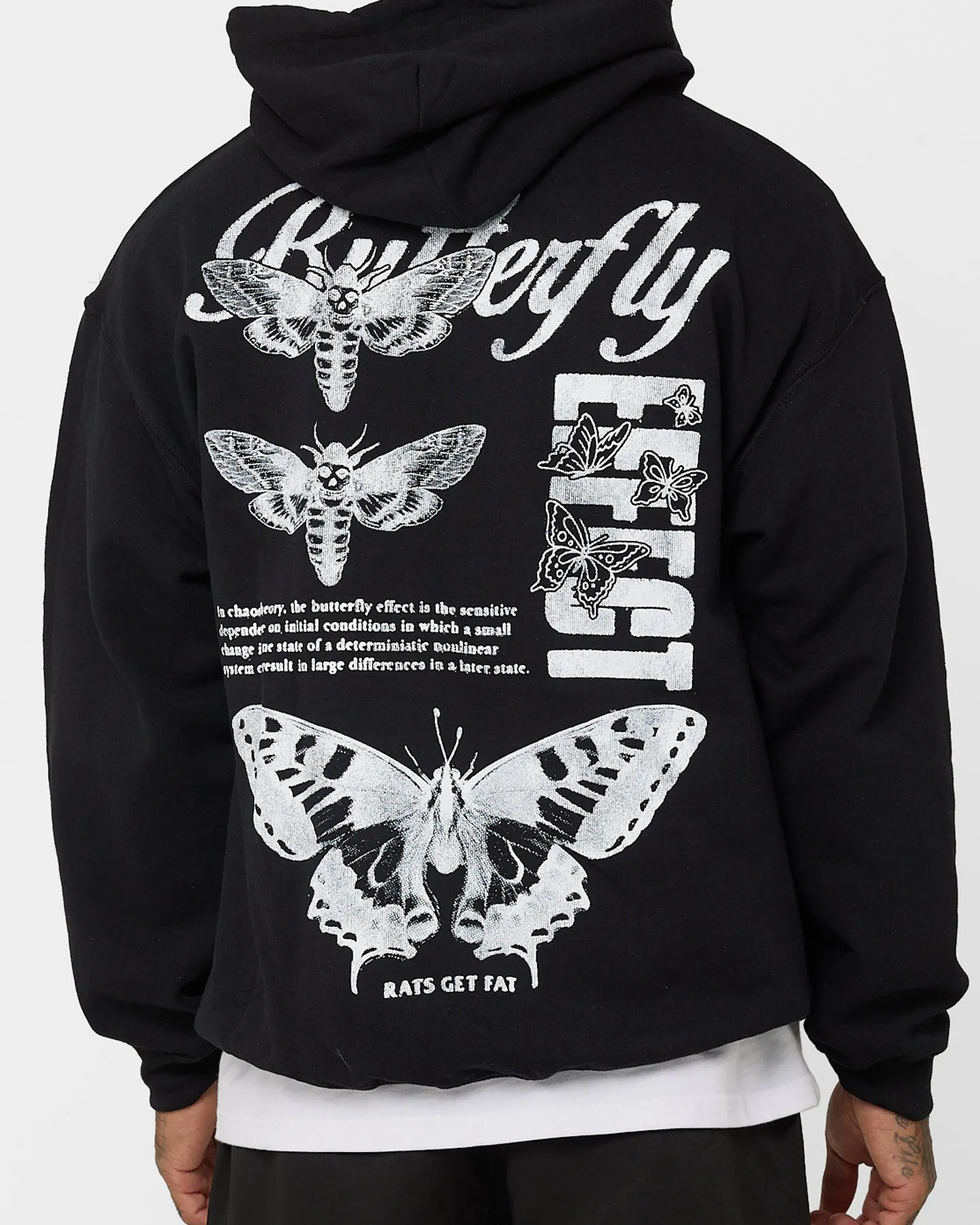 Rats Get Fat Butterfly Effect Hoodie Black Dynamic Feel High - end