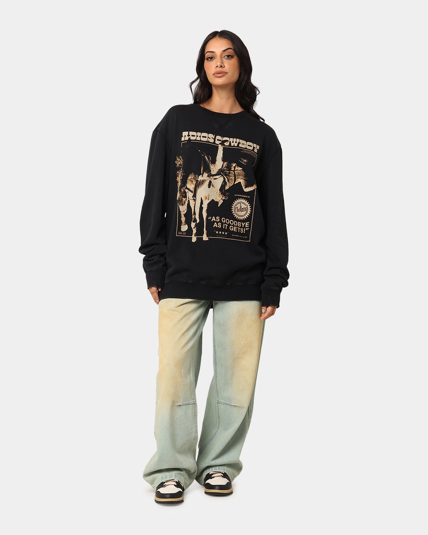 Midland Crewneck Sweater Washed Black Seasonal Layers Knitted Look