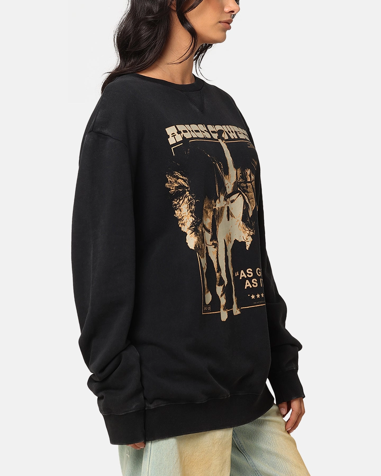 Midland Crewneck Sweater Washed Black Low carbon footprint Comfortable Layer