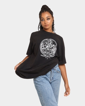 Soft And Comfortable Goat Crew Cowboy Drawing Vintage T-Shirt Black Wash