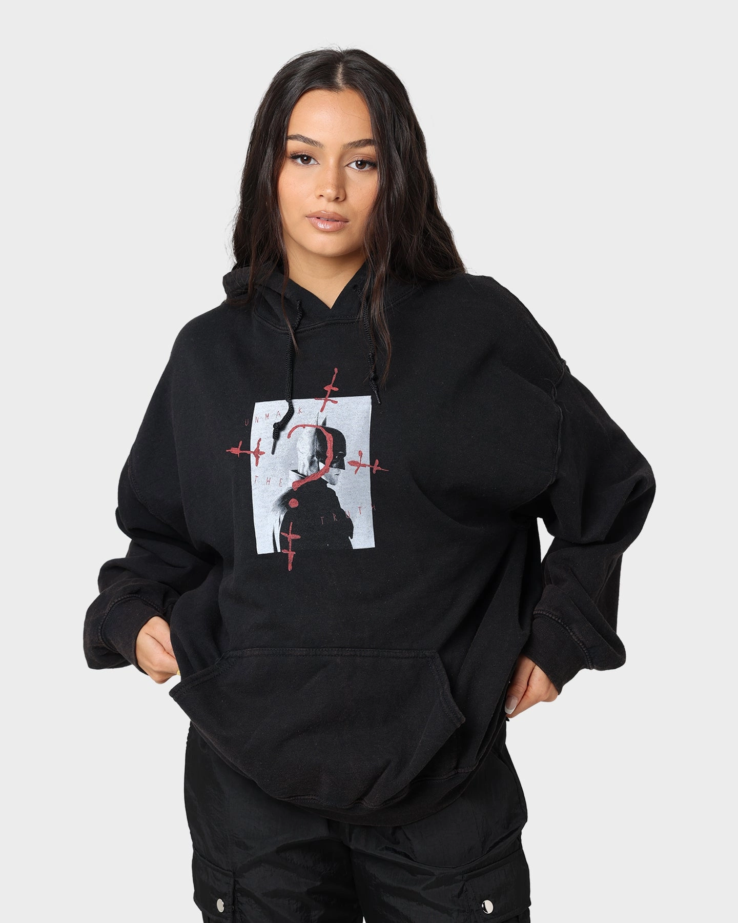 The Batman Truth Vintage Hoodie Black Fresh Outfit Style Timeless Wear