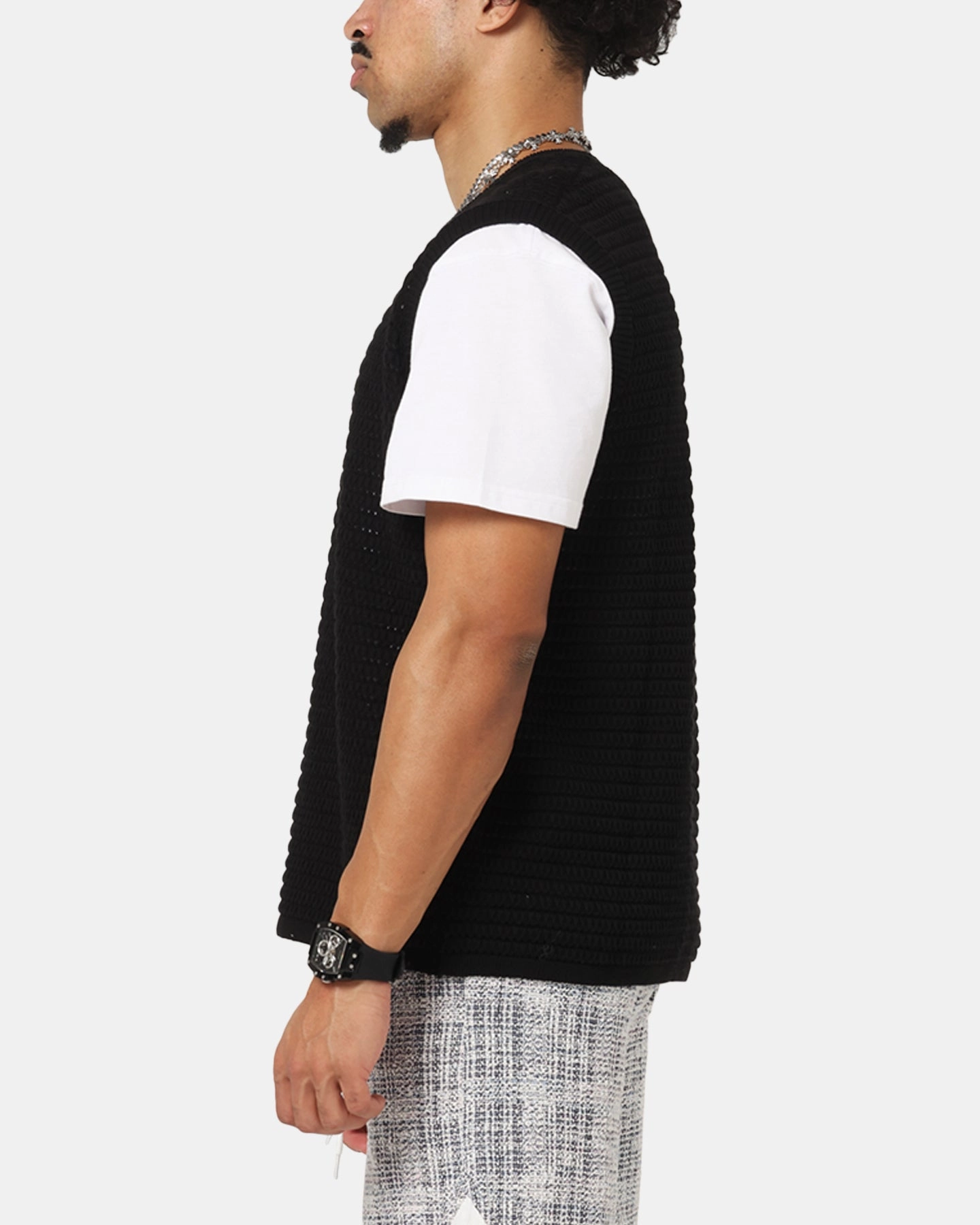 Stylish Essential XXIII Open Knit Vest Black