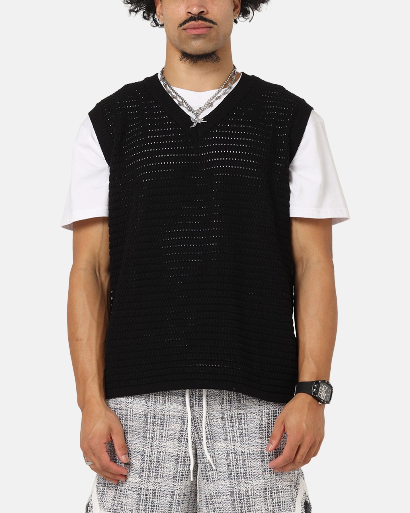 XXIII Open Knit Vest Black Fashion Layering Casual Layering Wear