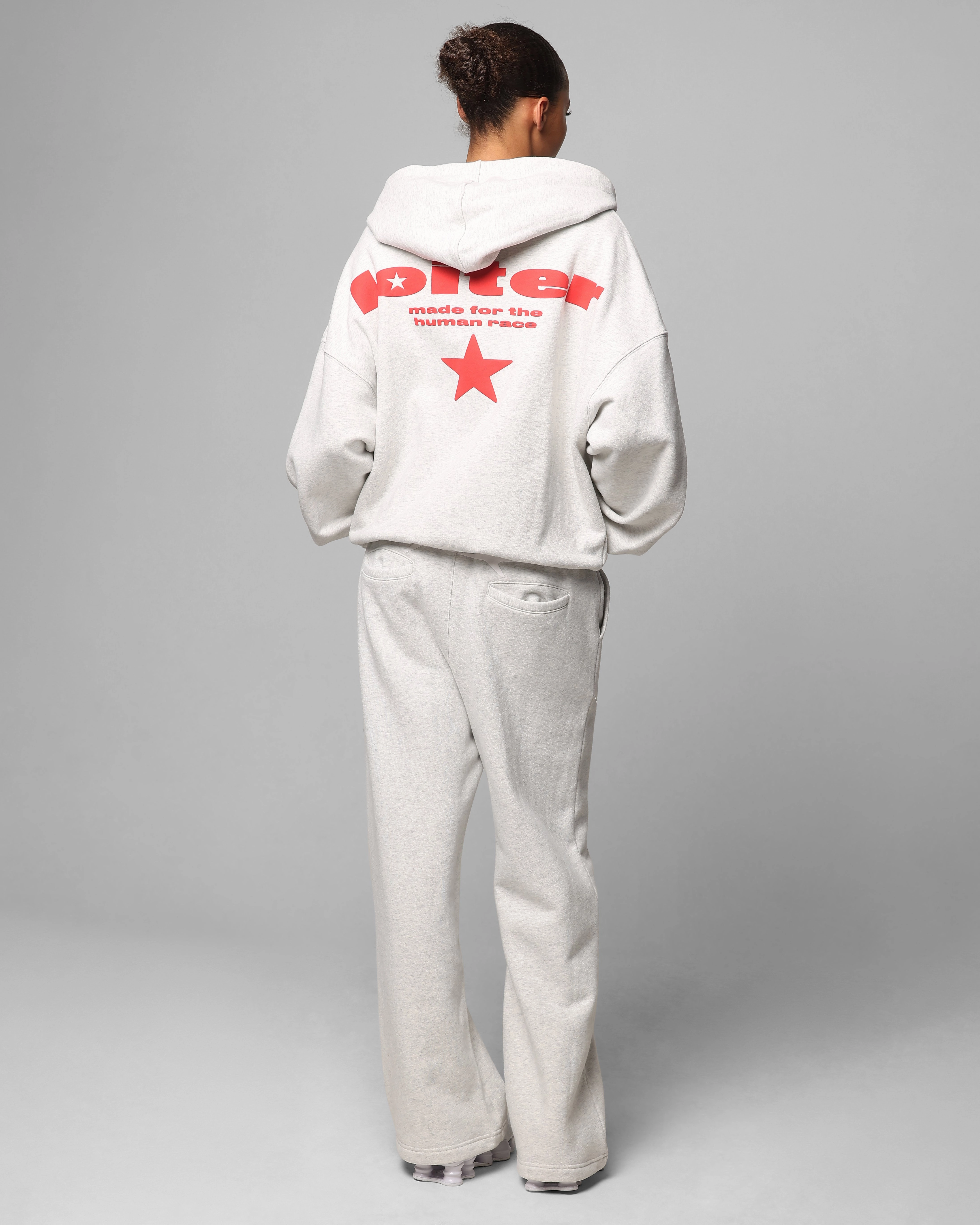 Loiter Celestial Full Zip Hoodie Light Grey Marl Soap type