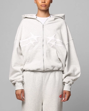 Loiter Celestial Full Zip Hoodie Light Grey Marl Product