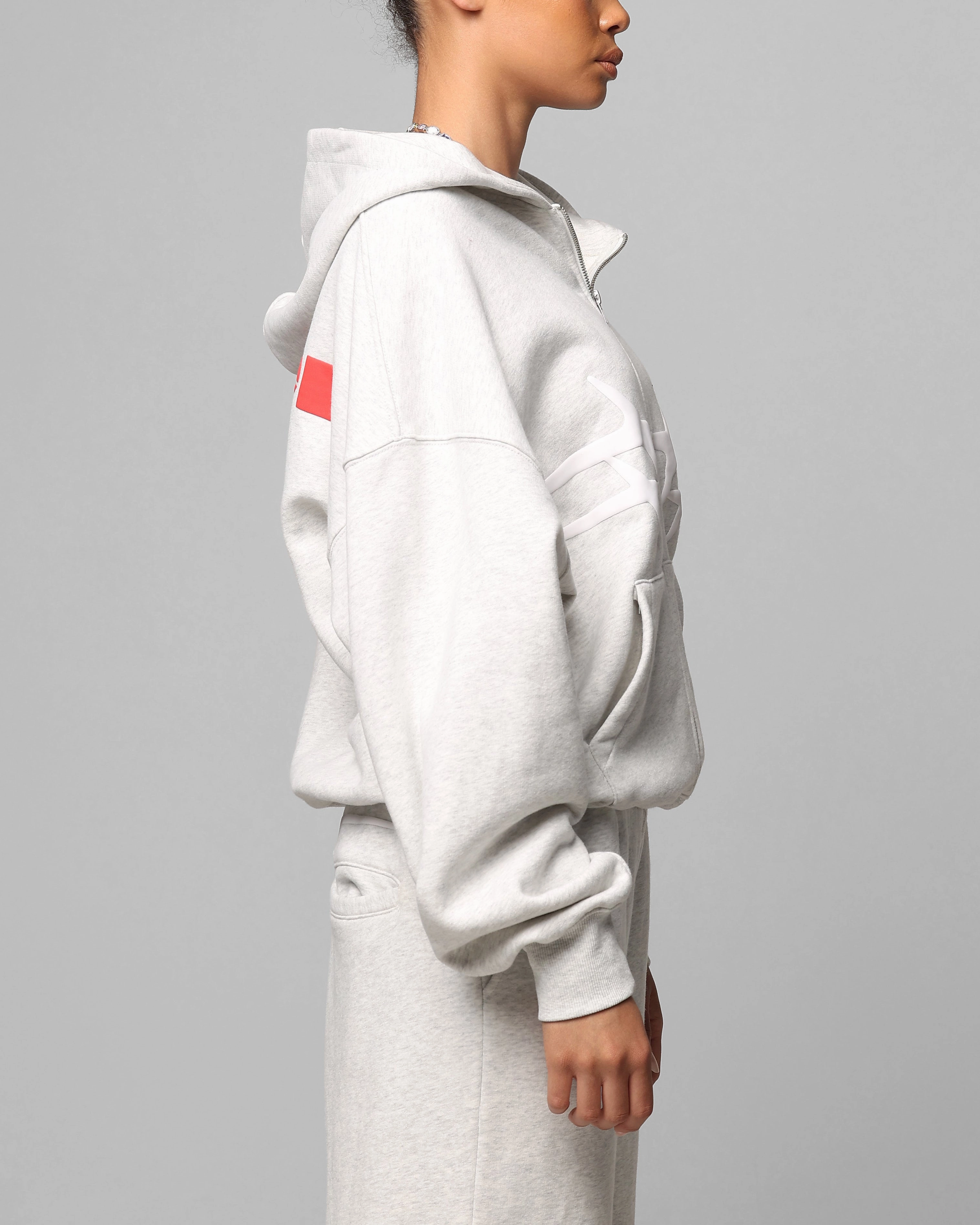 Prayer Loiter Celestial Full Zip Hoodie Light Grey Marl