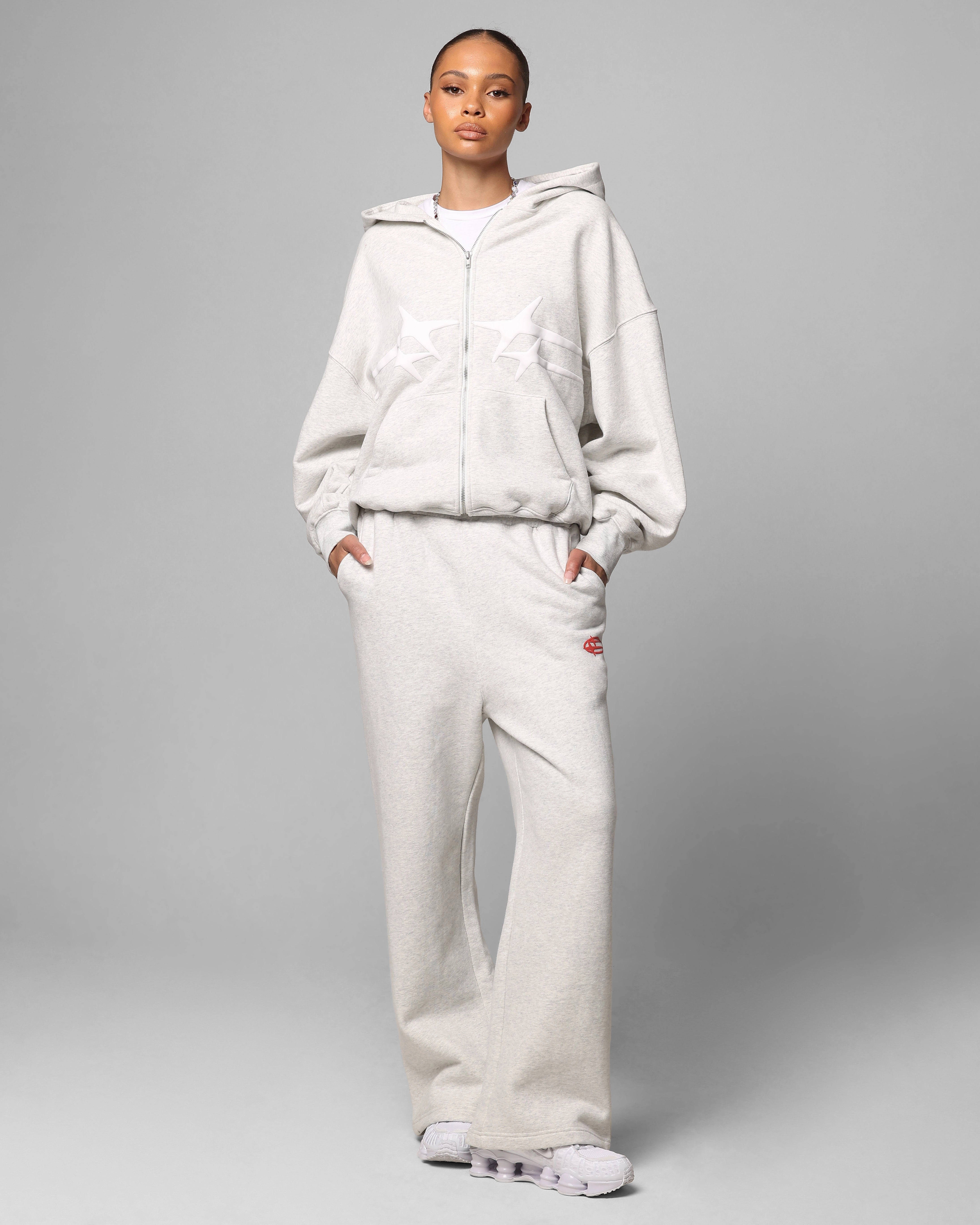 Loiter Celestial Full Zip Hoodie Light Grey Marl outdoor barbecue